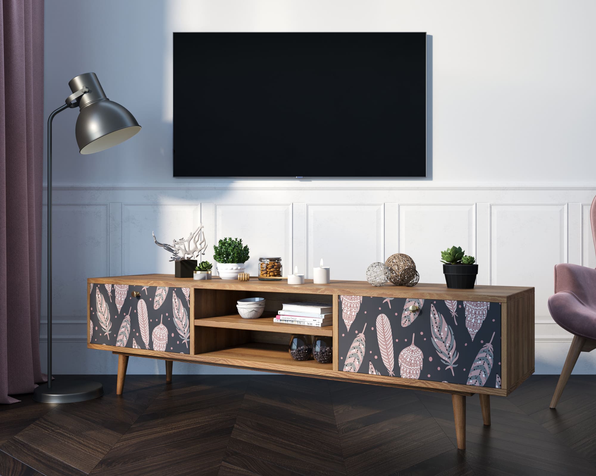 заказать Комод "Berber" с нишей низкий под TV принт 40 арт BB49/Print_40