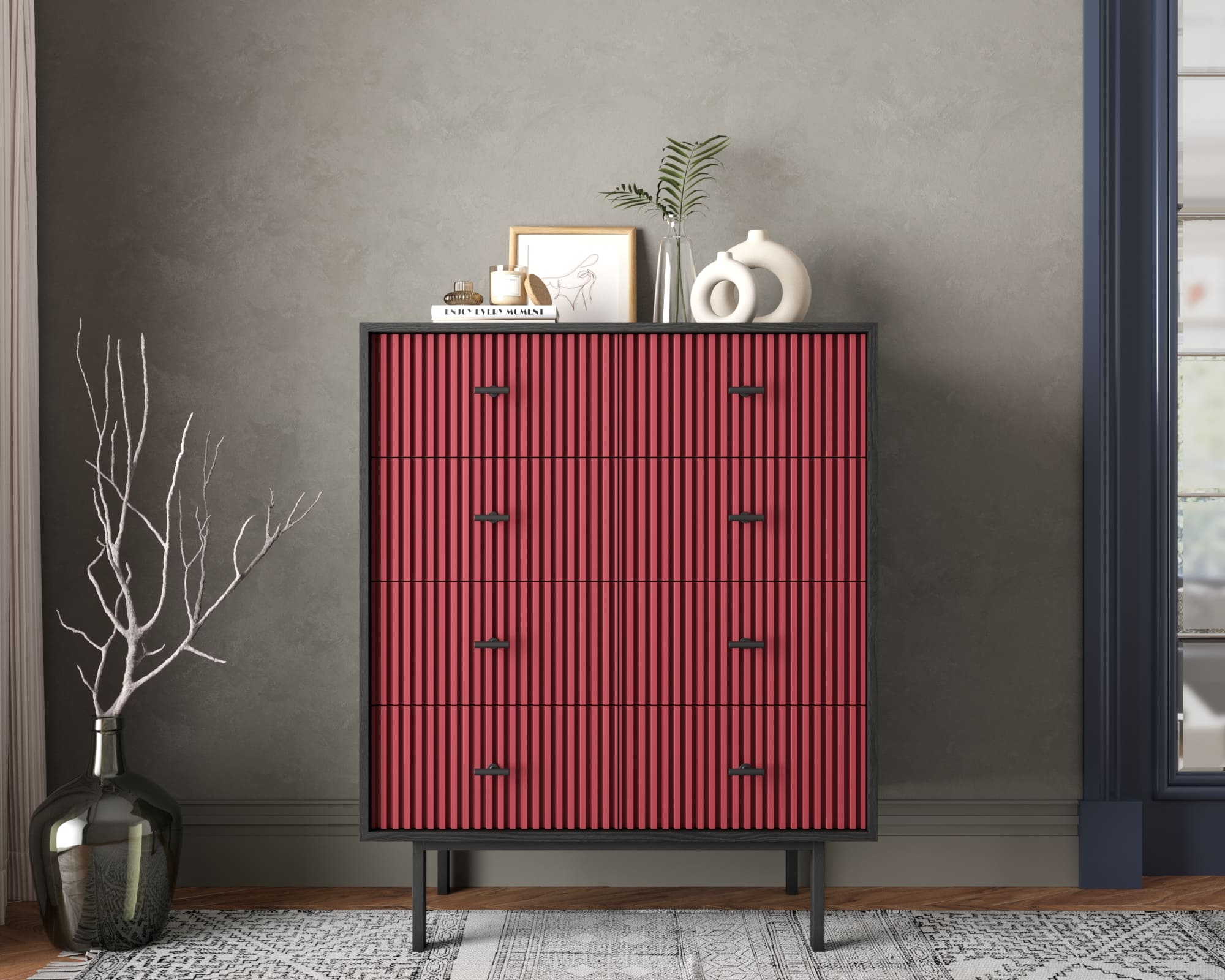 Комод на восемь ящиков "Emerson" арт EM20/red/L в интернет-магазине