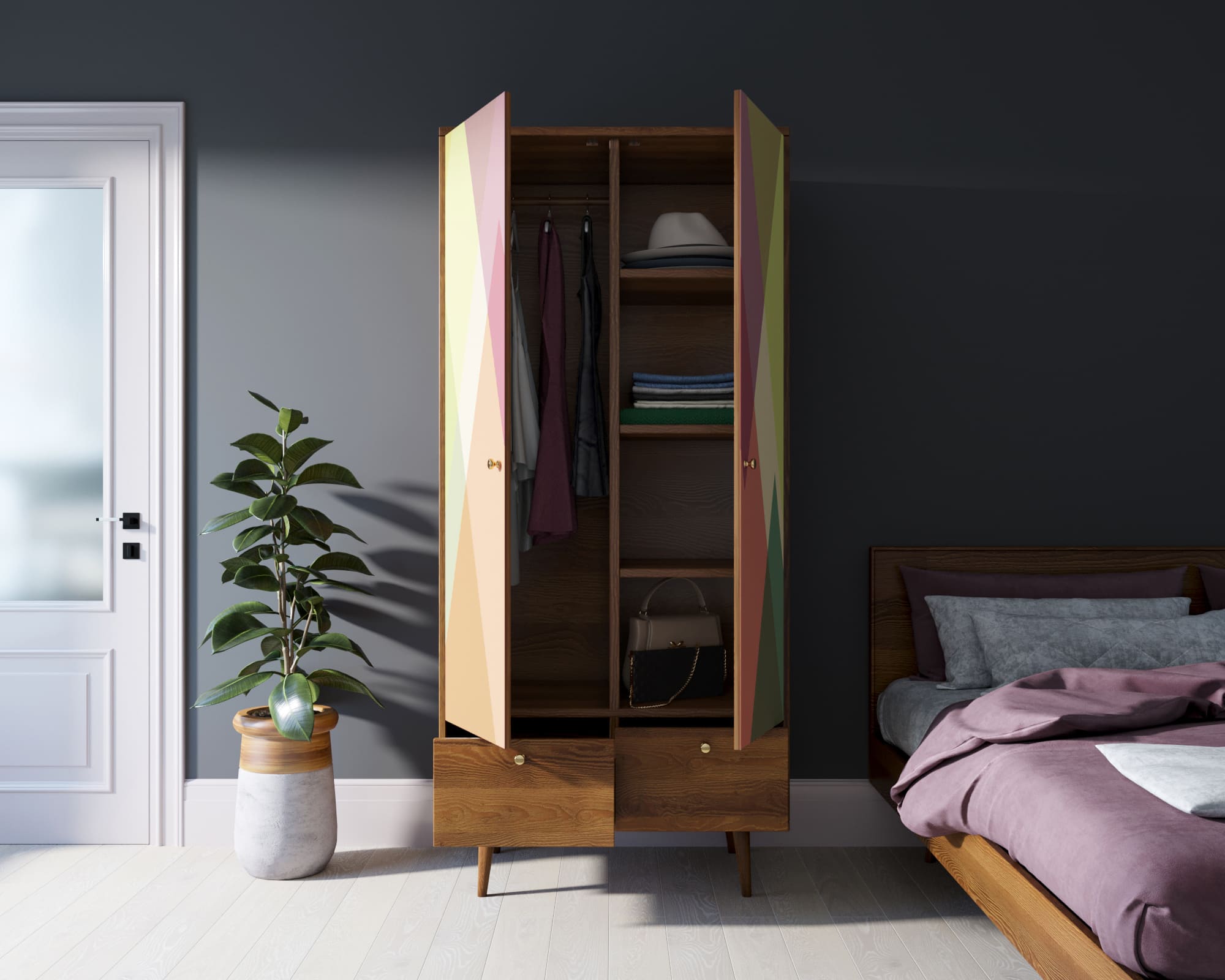 Шкаф двухстворчатый "Berber" принт 16 арт BB16/Print_16 в интернет-магазине