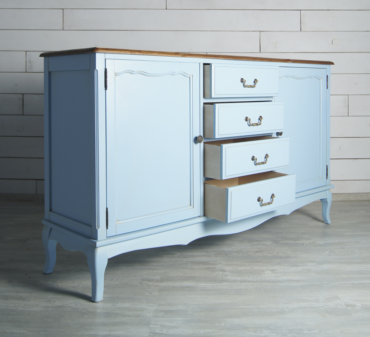 купить Голубой комод Leontina с дверками и ящиками арт ST9351B в Москве купить Голубой комод Leontina с дверками и ящиками арт ST9351B