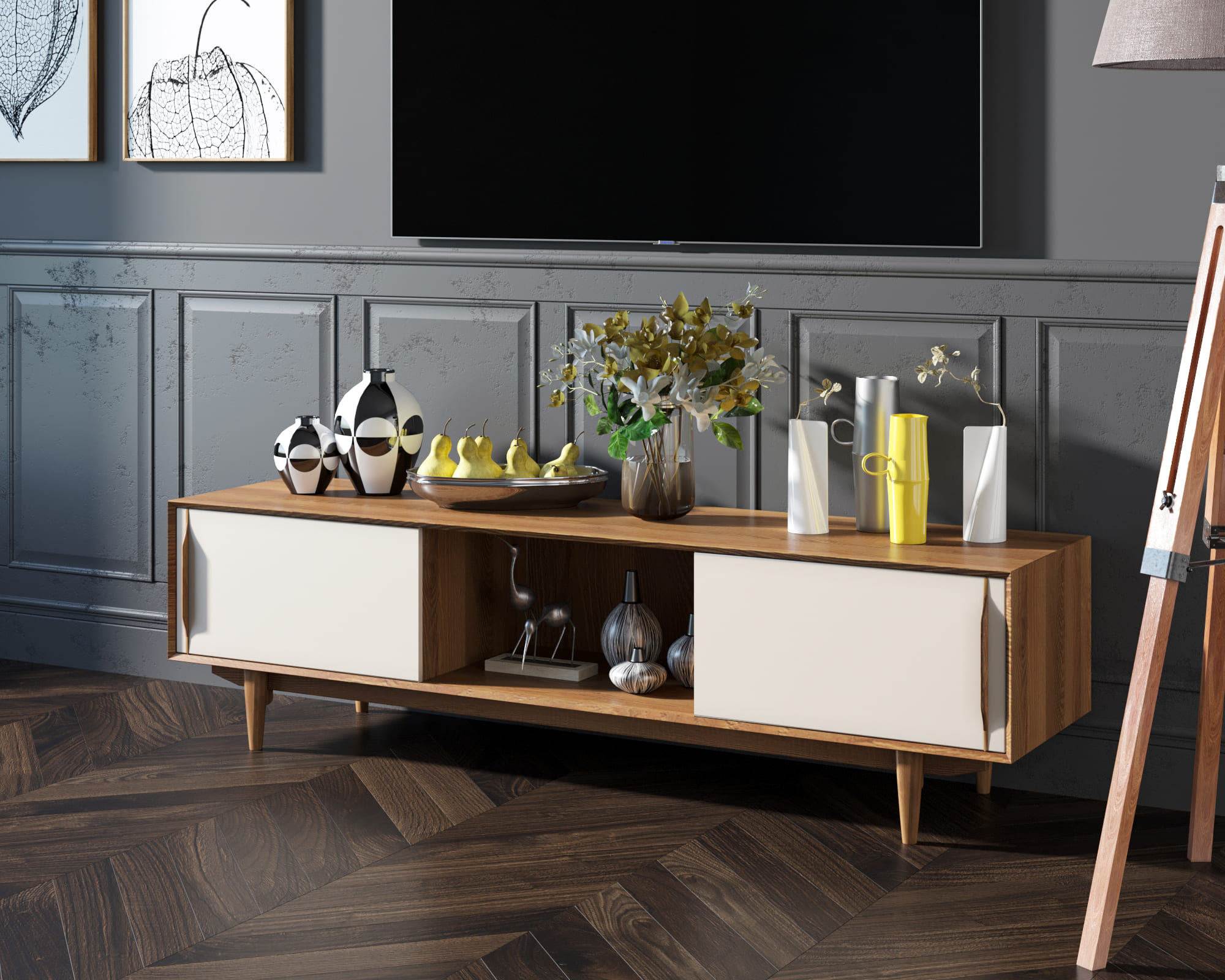 заказать Консоль в Скандинавском стиле под TV "Bruni white" арт BR-22WH