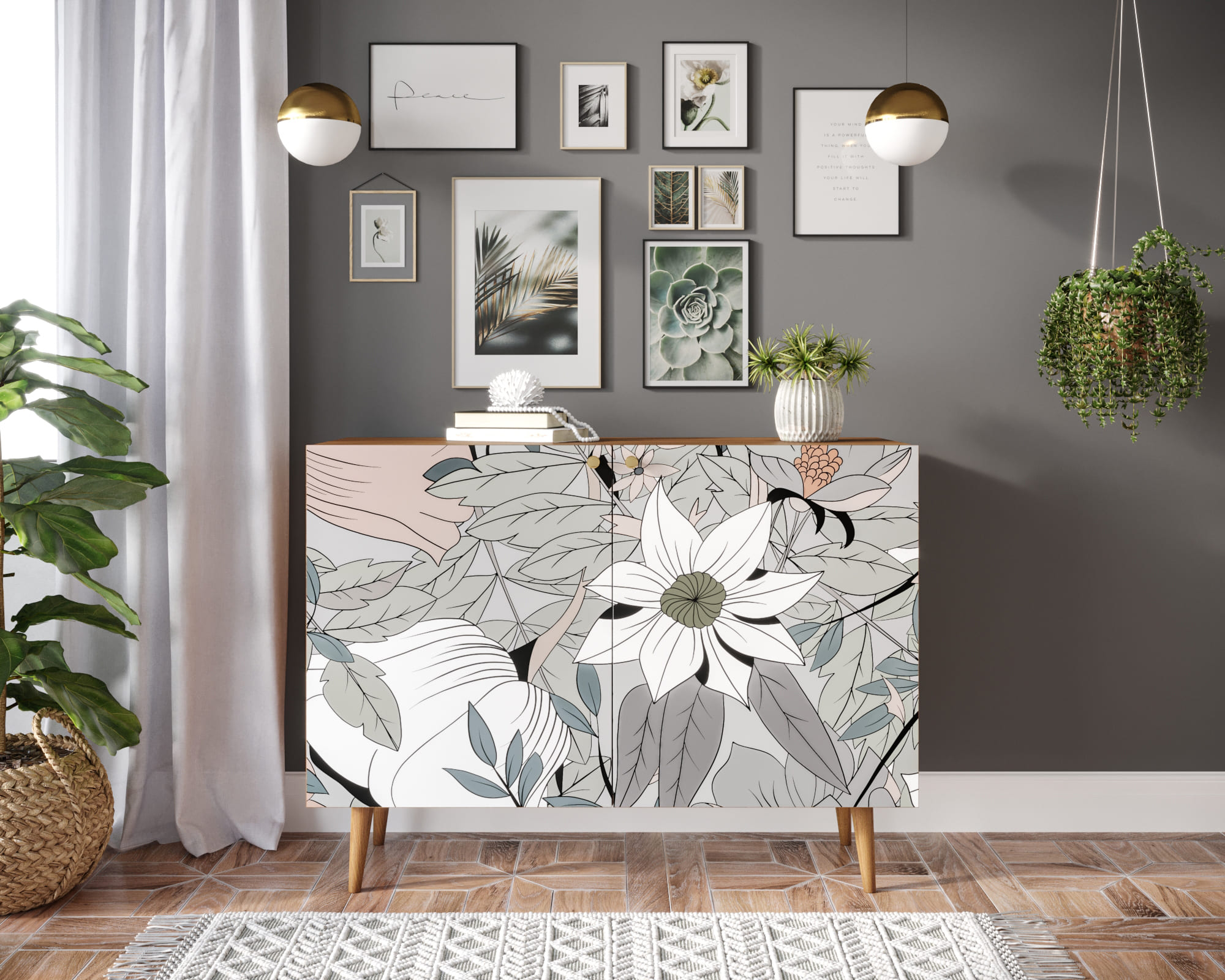 Комод с принтом 50 "Berber" две дверки арт BB04/Print_50 в интерьере в Москве Комод с принтом 50 "Berber" две дверки арт BB04/Print_50 в интерьере