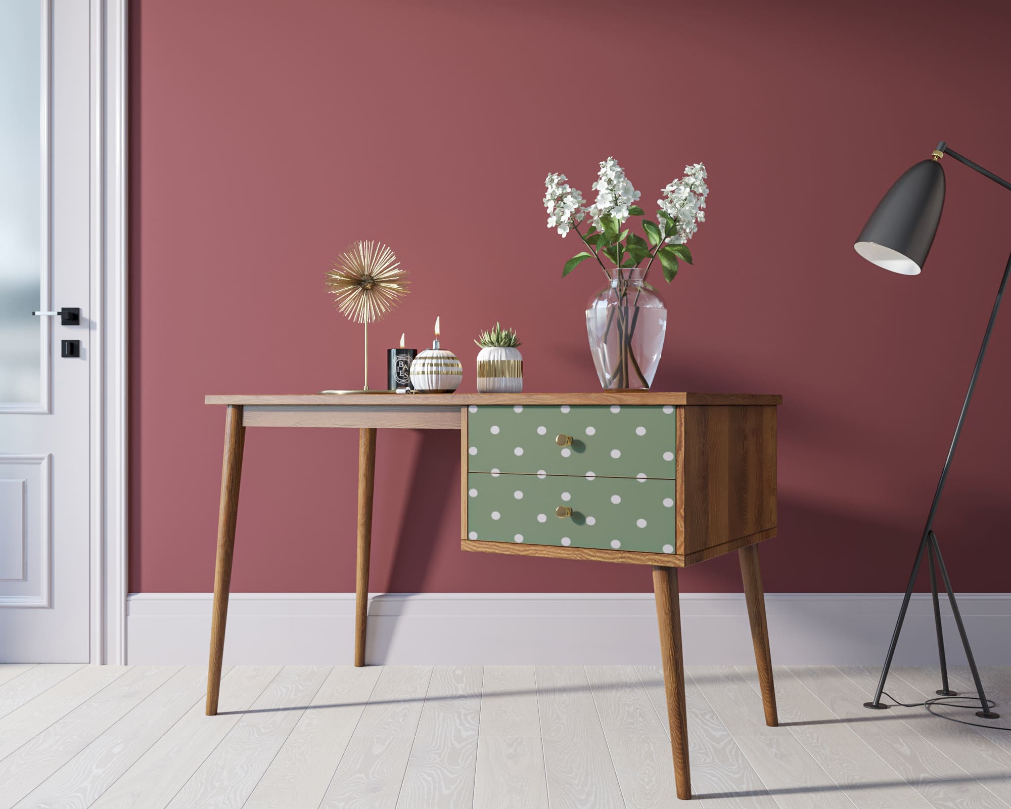 фото Стол рабочий "Berber" принт 12 с одной тумбой арт BB20/Print_12