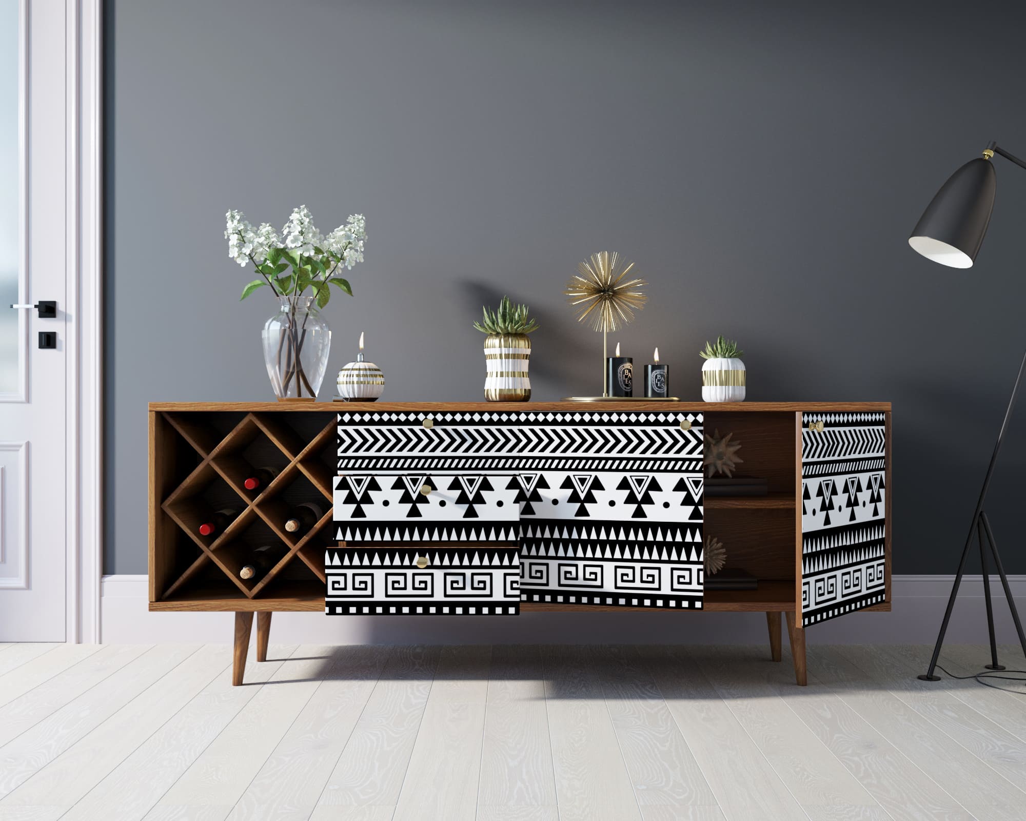 Комод "Berber" удлиненный с бутылочницей 19 принт арт BB15/Print_19 в интернет-магазине в Москве Комод "Berber" удлиненный с бутылочницей 19 принт арт BB15/Print_19 в интернет-магазине