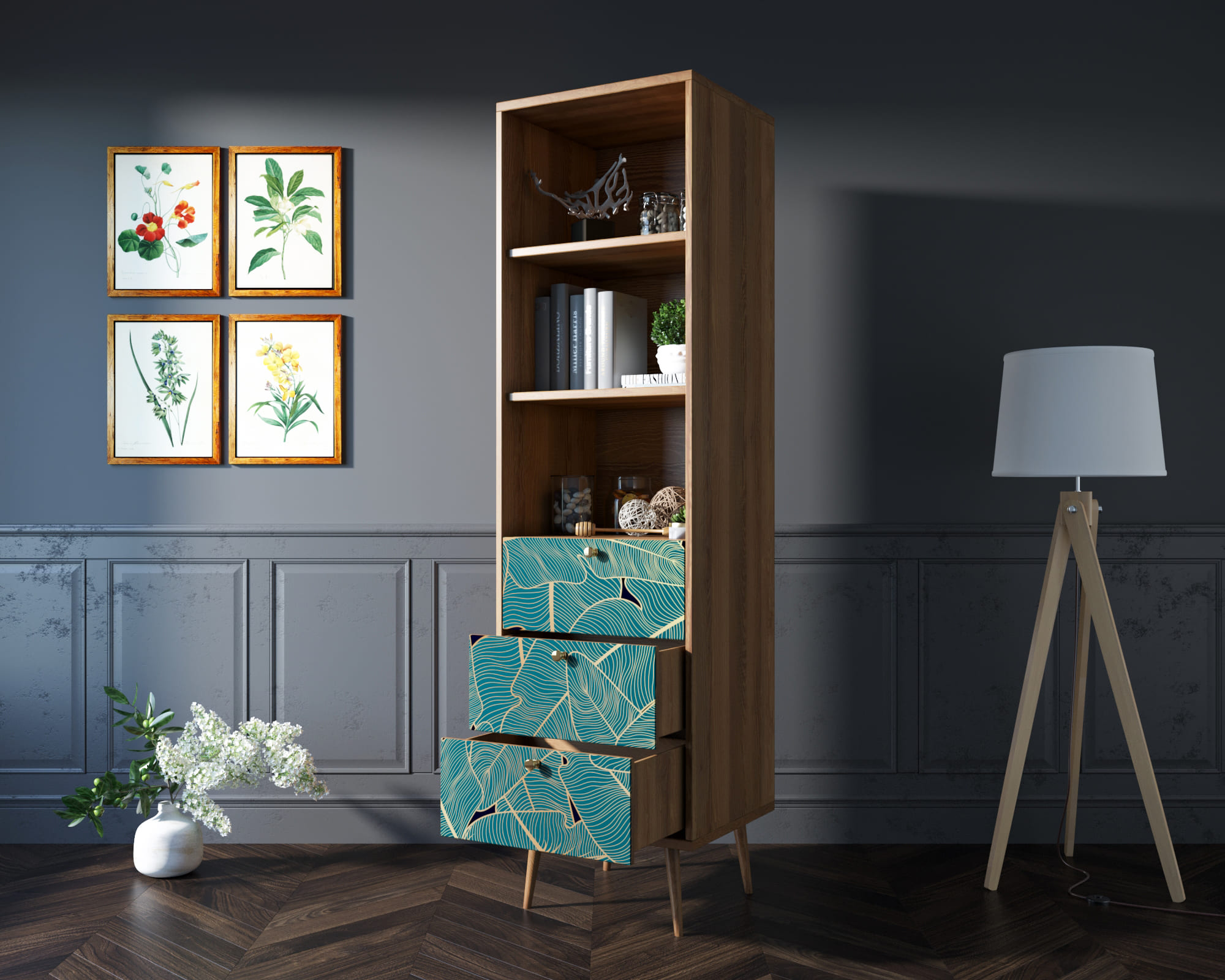 купить Стеллаж с ящиками "Berber" принт 41 арт BB45/Print_41