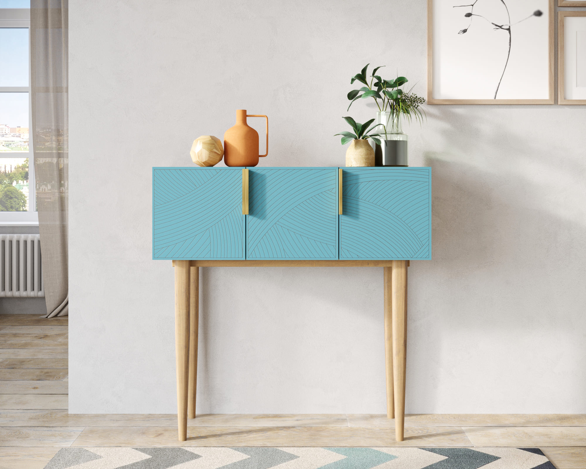 Консоль с тремя дверками "Line" LN15/GR1/blue в интернет-магазине