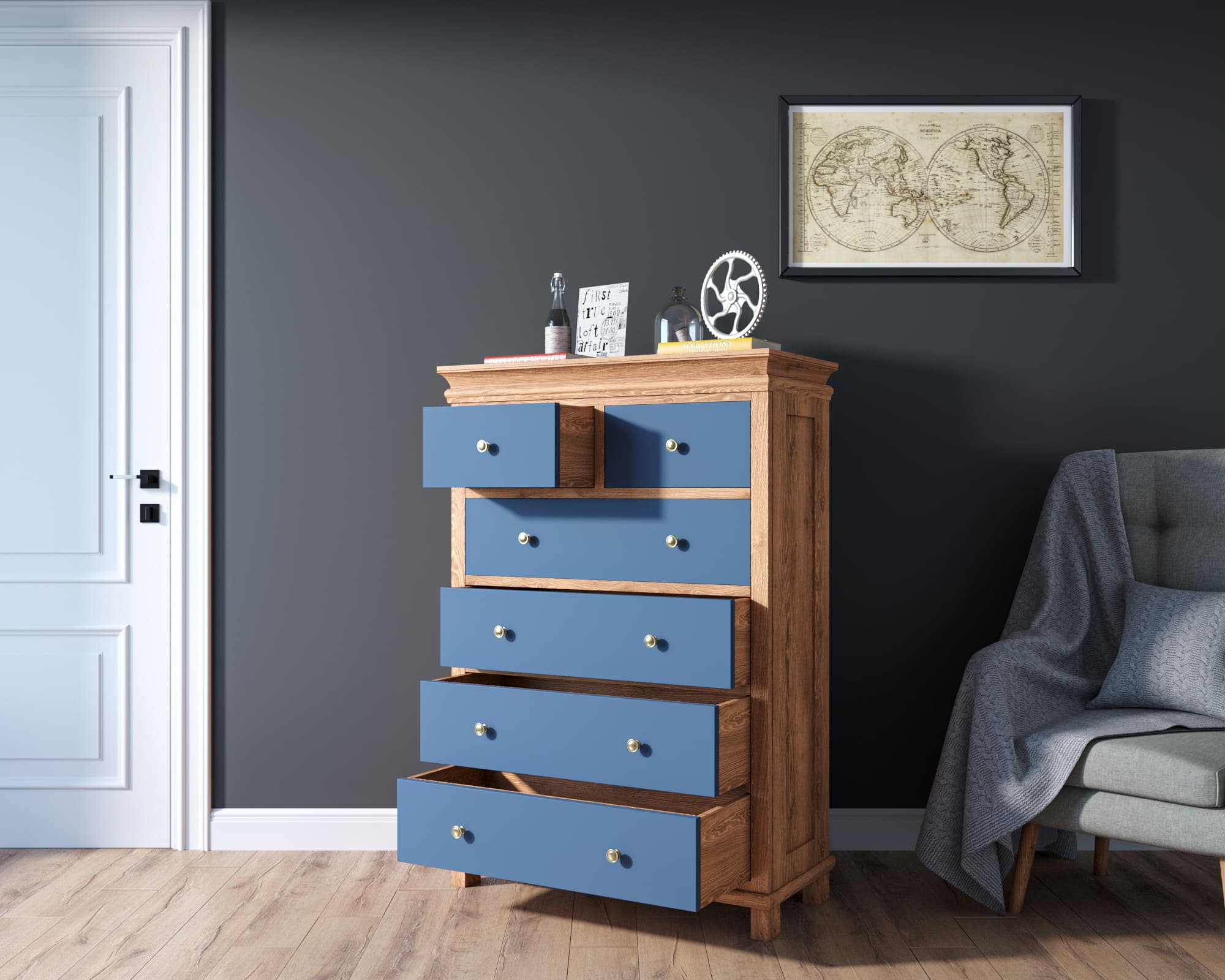 купить Комод "Jules Verne" высокий из березы и ясеня арт JV35ETGYB