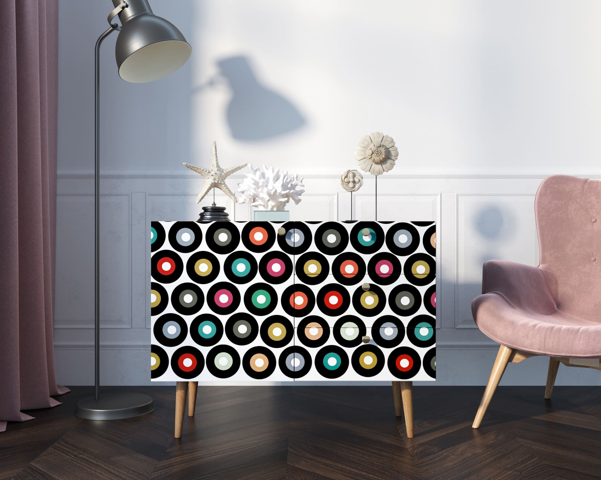 Комод "Berber" три ящика и дверка 37 принт арт BB34/Print_37 в интернет-магазине