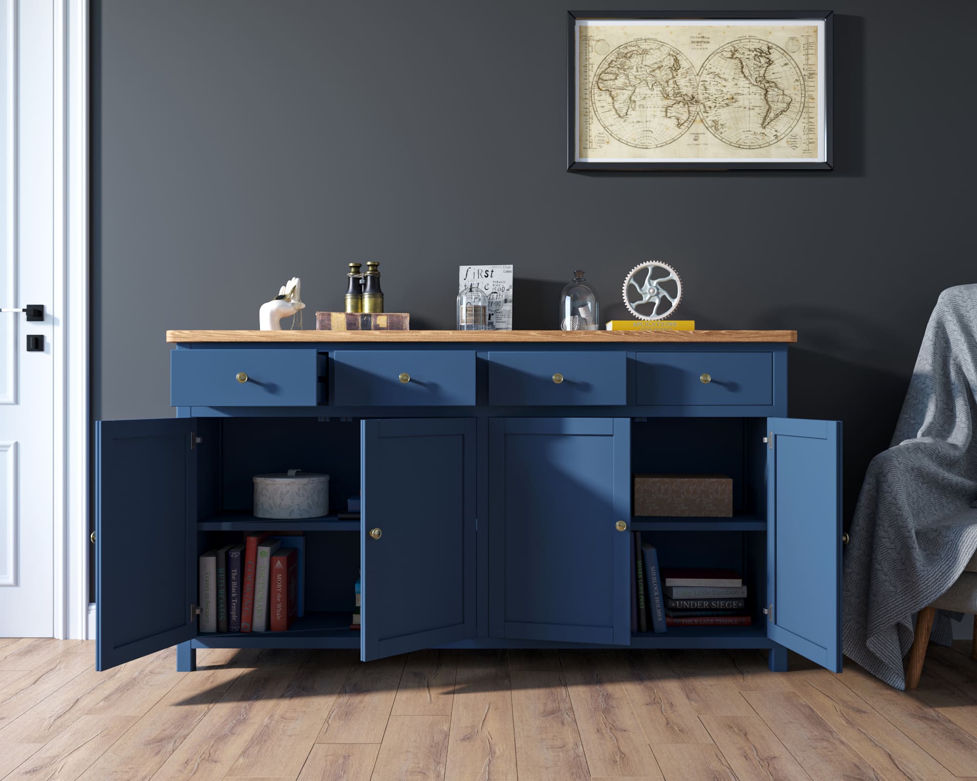 купить Комод "Jules Verne" 4 ящика 4 дверки арт JV37ETGB