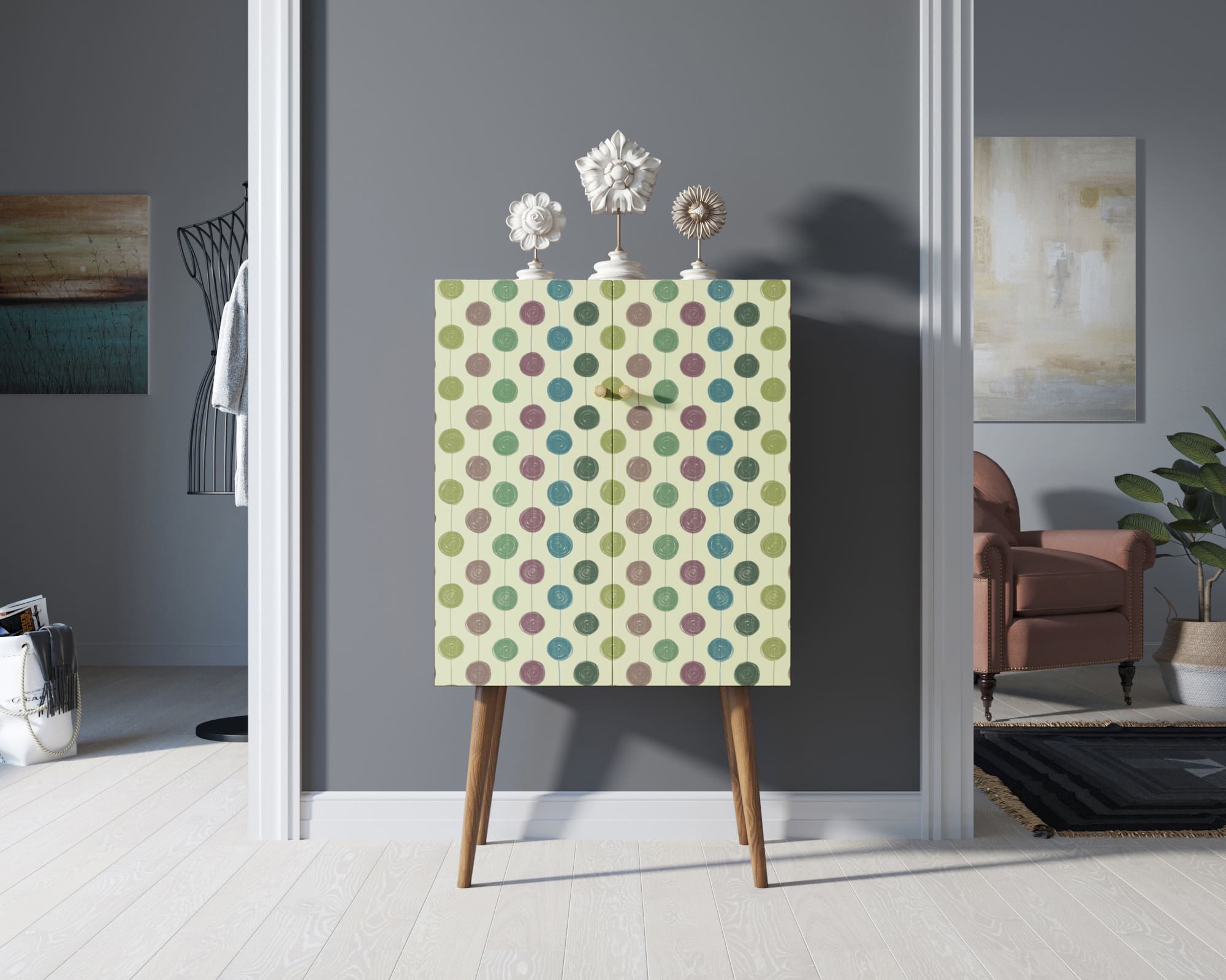 Комод на высоких ножках "Berber" 24 принт арт BB09/Print_24 в интерьере в Москве Комод на высоких ножках "Berber" 24 принт арт BB09/Print_24 в интерьере