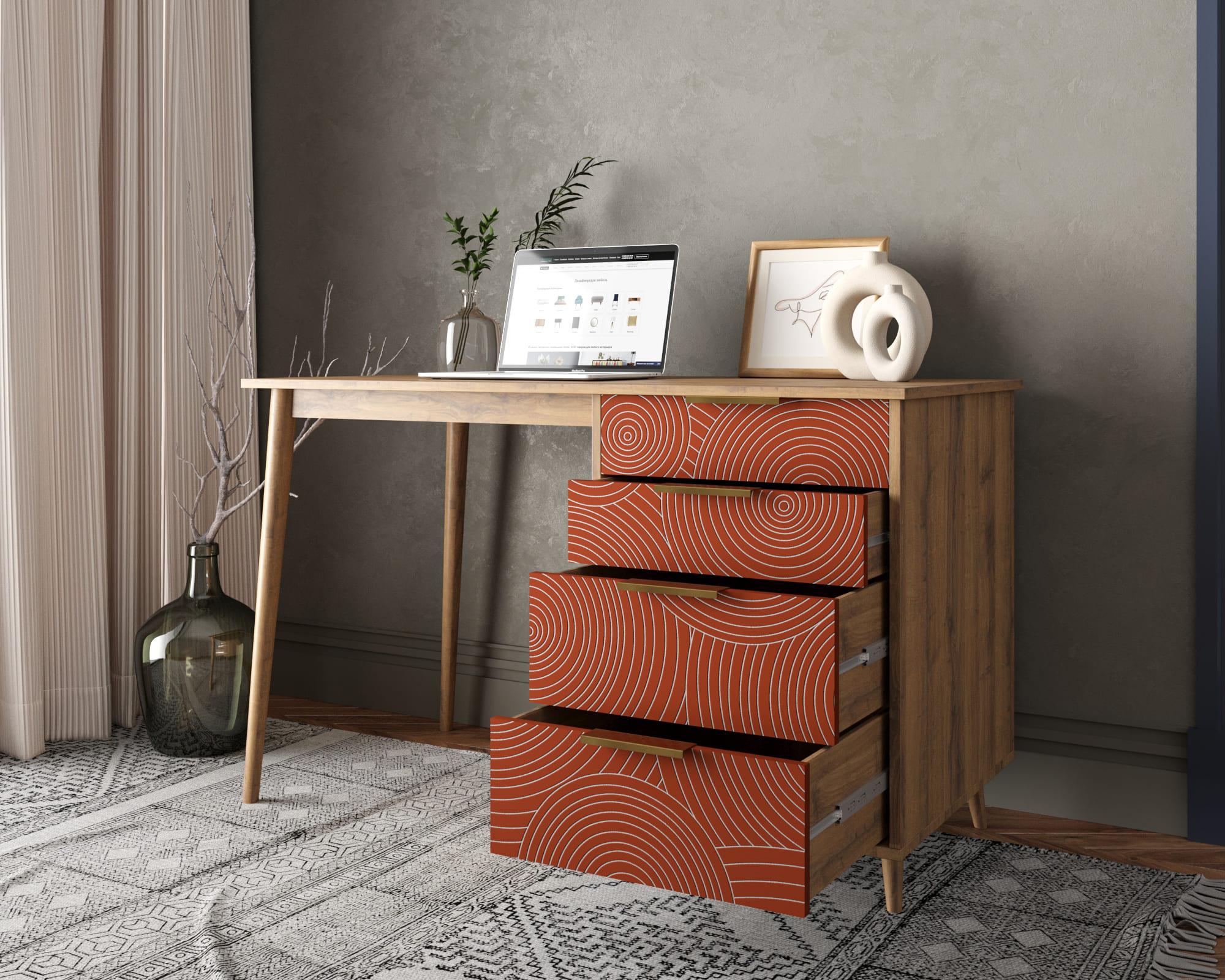 купить Стол рабочий "Line" одной тумбой R23/red в Москве купить Стол рабочий "Line" одной тумбой R23/red