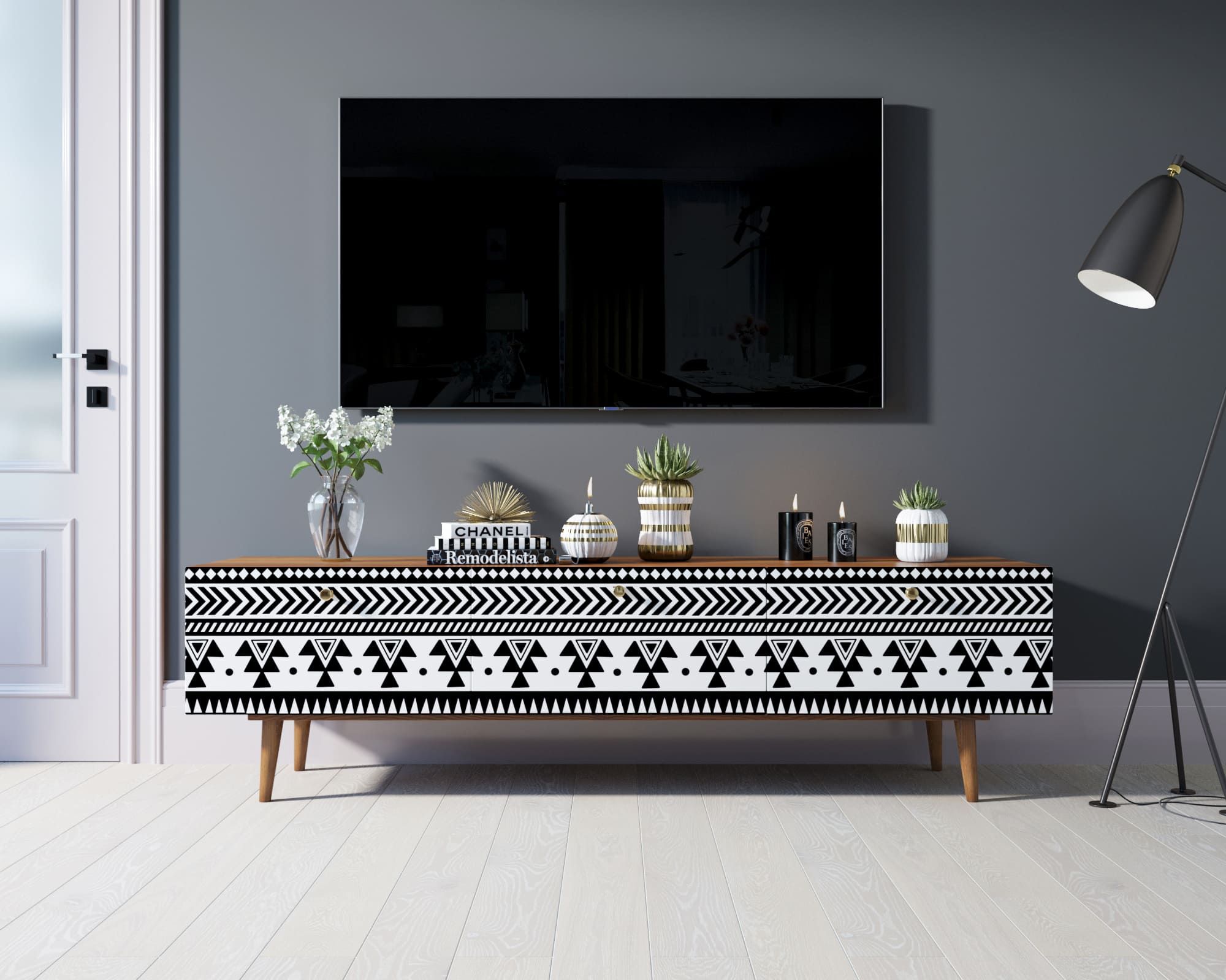 Комод "Berber" с ящиками низкий под TV принт 19 арт BB19/Print_19 в интерьере в Москве Комод "Berber" с ящиками низкий под TV принт 19 арт BB19/Print_19 в интерьере