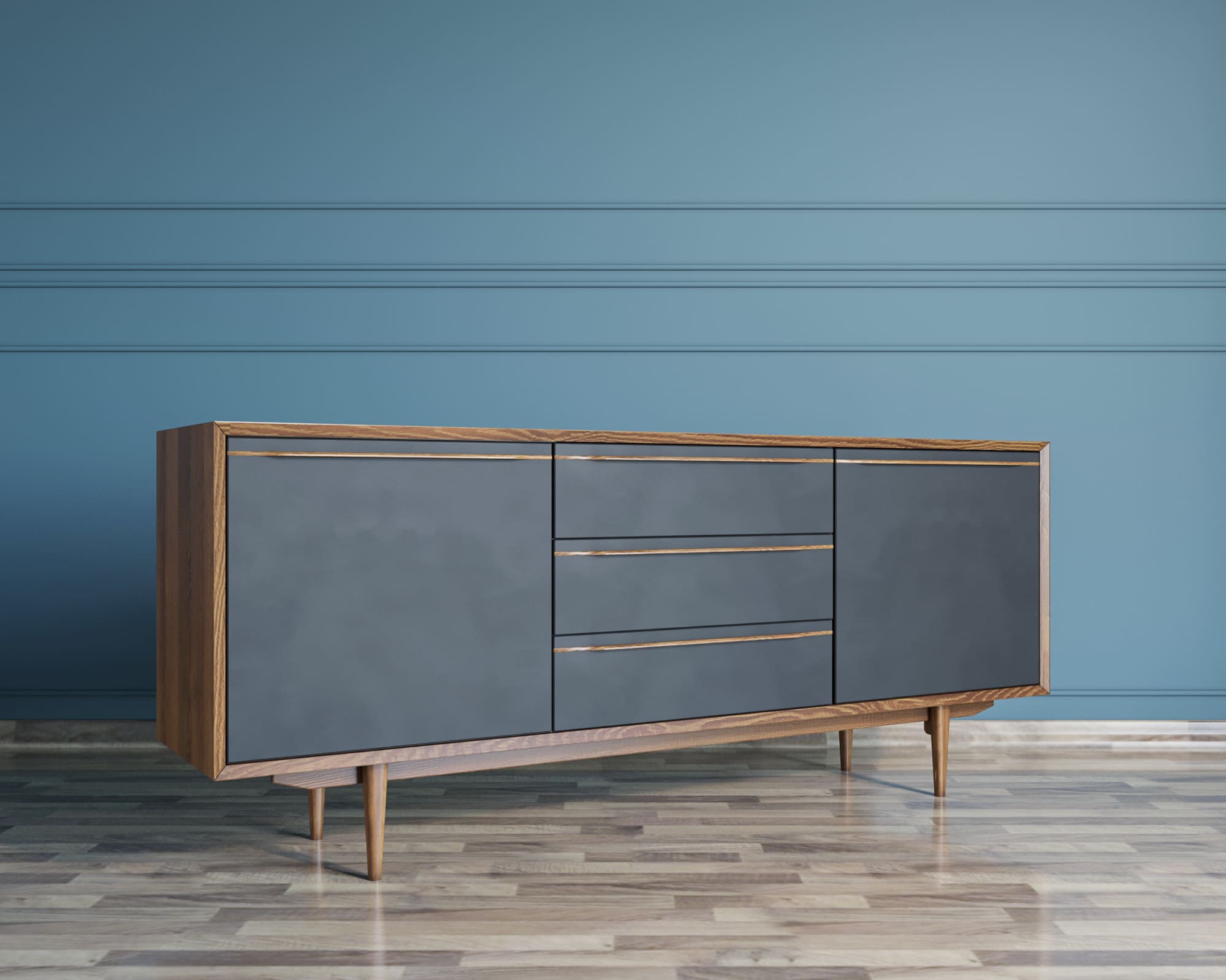 стильный Комод "Brun Black" с тремя ящиками и дверками арт BR-03/Black