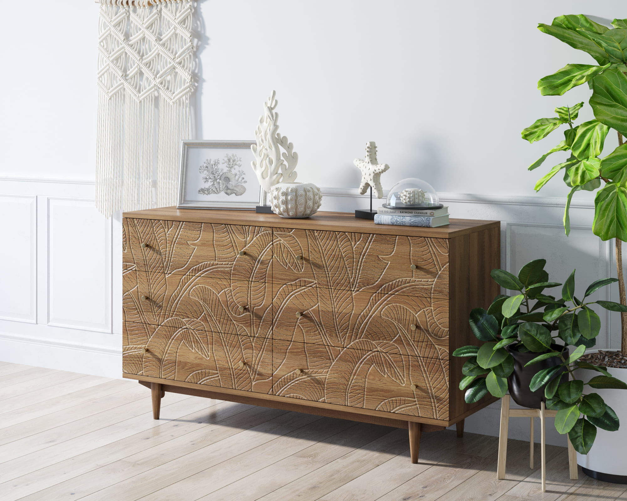 заказать Комод "Boho" 6 ящиков джангл арт BH08