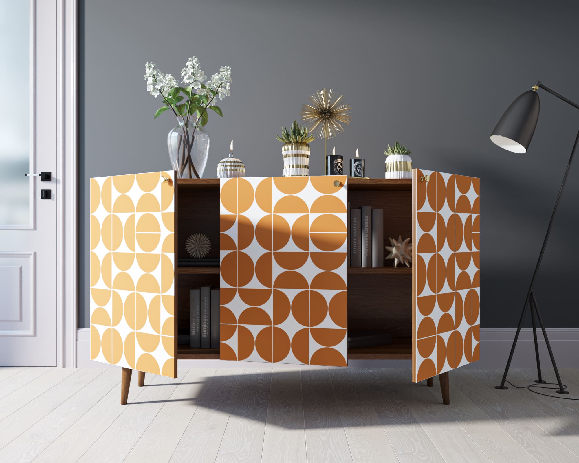 Комод "Berber" три дверки 14 принт арт BB01/Print_14 в интерьере в Москве Комод "Berber" три дверки 14 принт арт BB01/Print_14 в интерьере