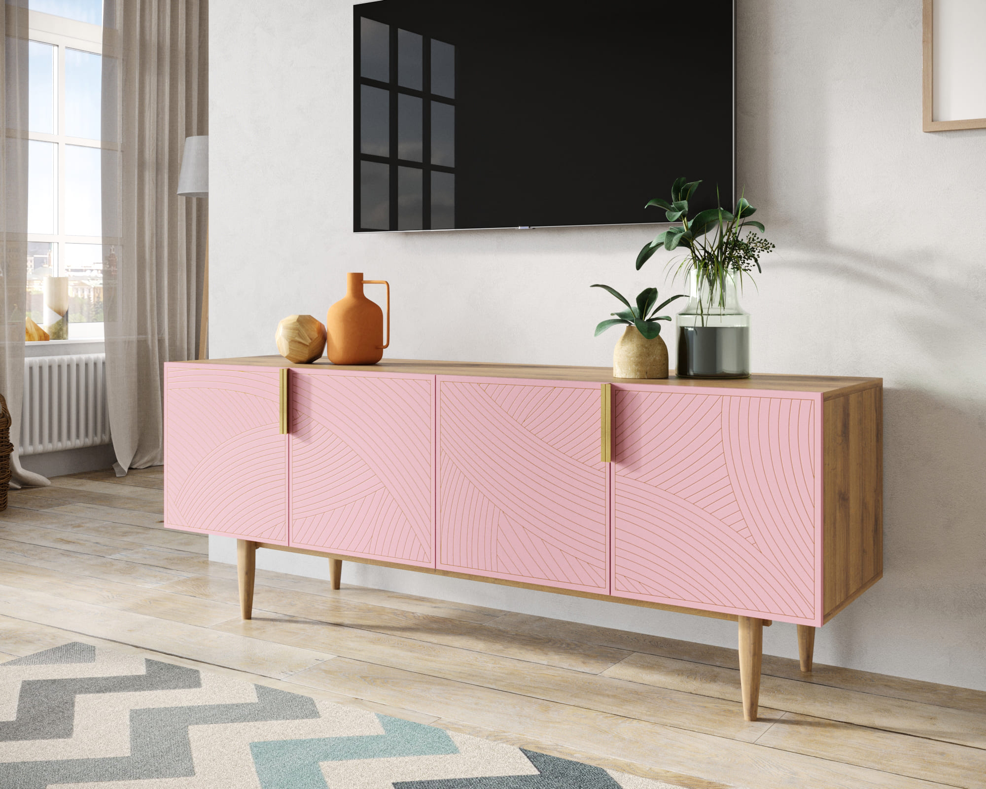 заказать Комод под TV с четыремя дверками "Line" LN06/GR1/pink в Москве заказать Комод под TV с четыремя дверками "Line" LN06/GR1/pink