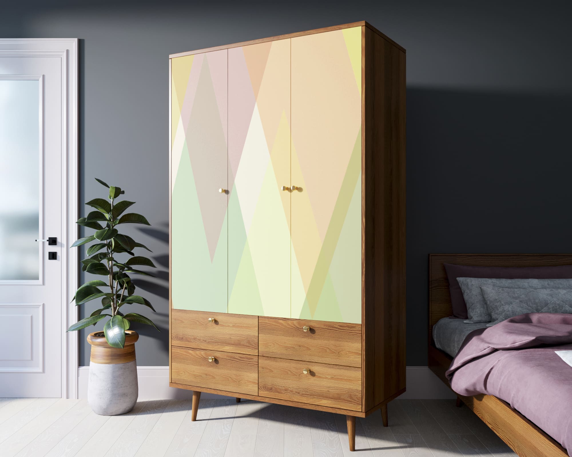 фото Шкаф трехстворчатый "Berber" принт 16 арт BB02/Print_16