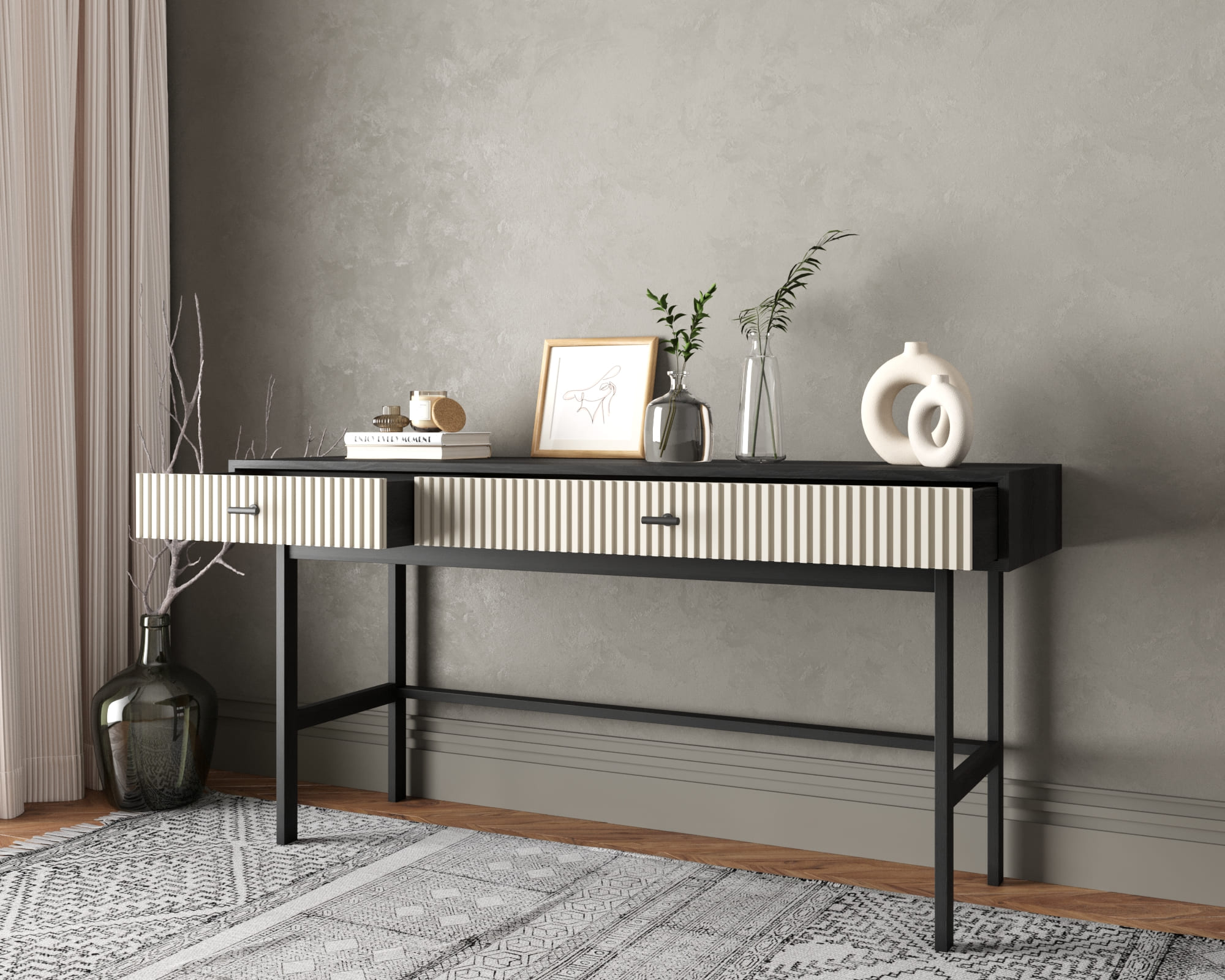 купить Консоль с двумя ящиками "Emerson" арт EM22/milky/L в Москве купить Консоль с двумя ящиками "Emerson" арт EM22/milky/L