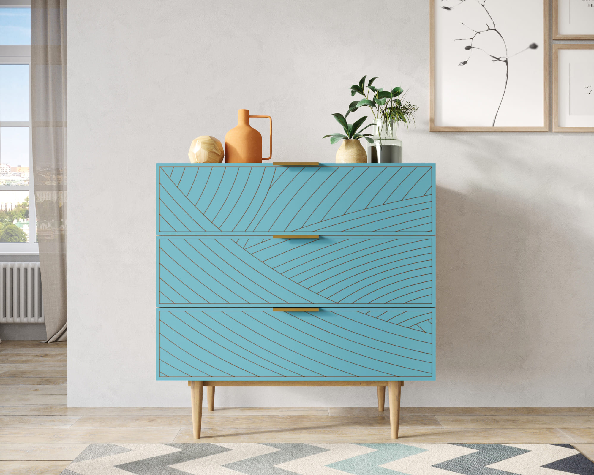 Комод с тремя ящиками "Line" LN12/GR1/blue в интернет-магазине