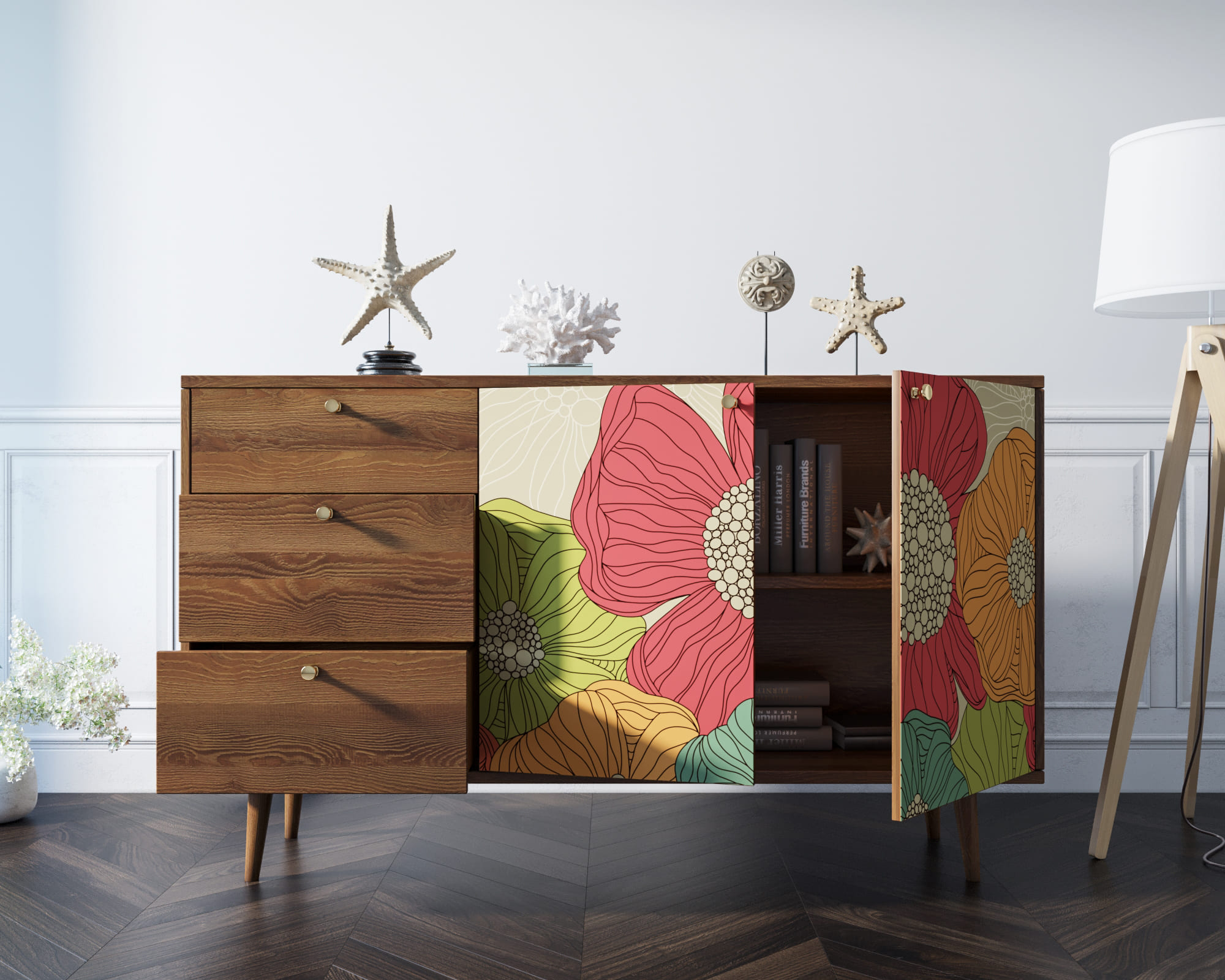 Комод "Berber" с двумя дверками и ящиками 5 принт арт BB05/Print_05 в интернет-магазине в Москве Комод "Berber" с двумя дверками и ящиками 5 принт арт BB05/Print_05 в интернет-магазине