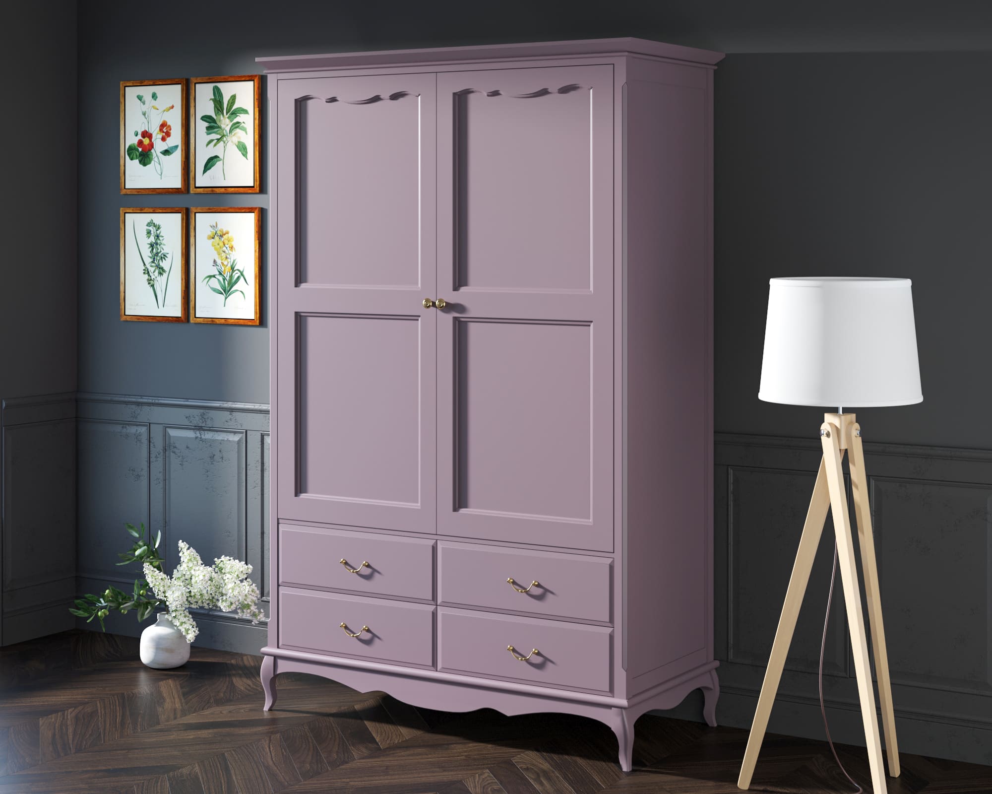 заказать Шкаф "Leontina Lavanda" двустворчатый с ящиками арт ST9327KR2L в Москве заказать Шкаф "Leontina Lavanda" двустворчатый с ящиками арт ST9327KR2L