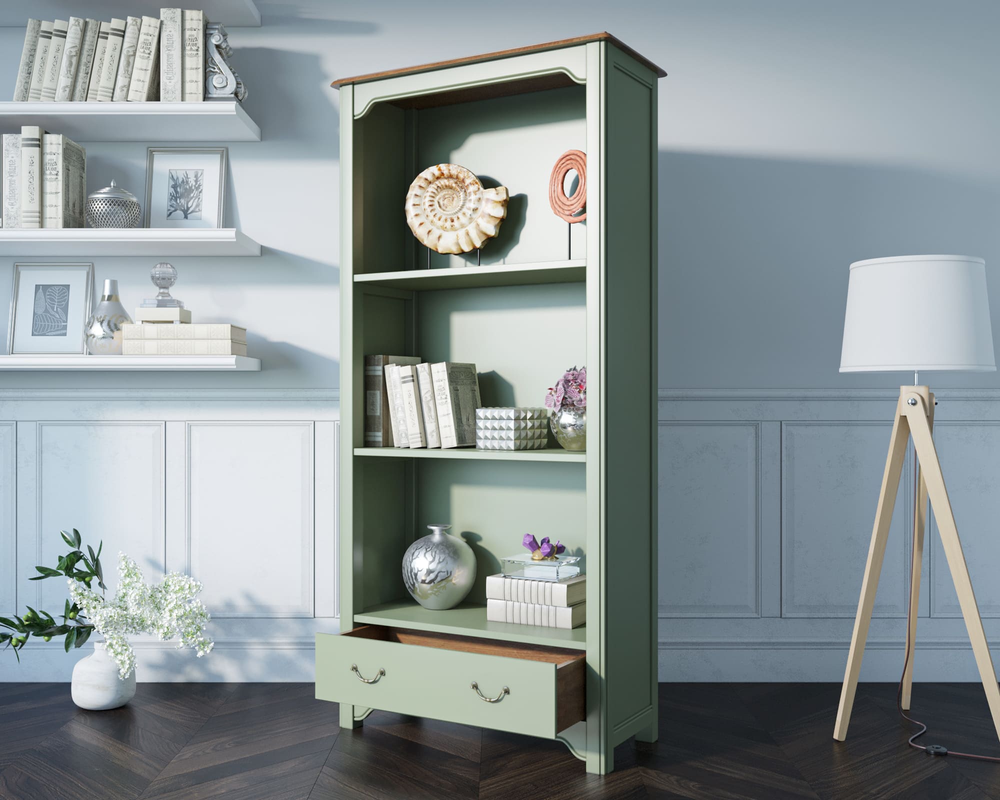 фото Стеллаж из массива дерева "Olivia" арт CB3003