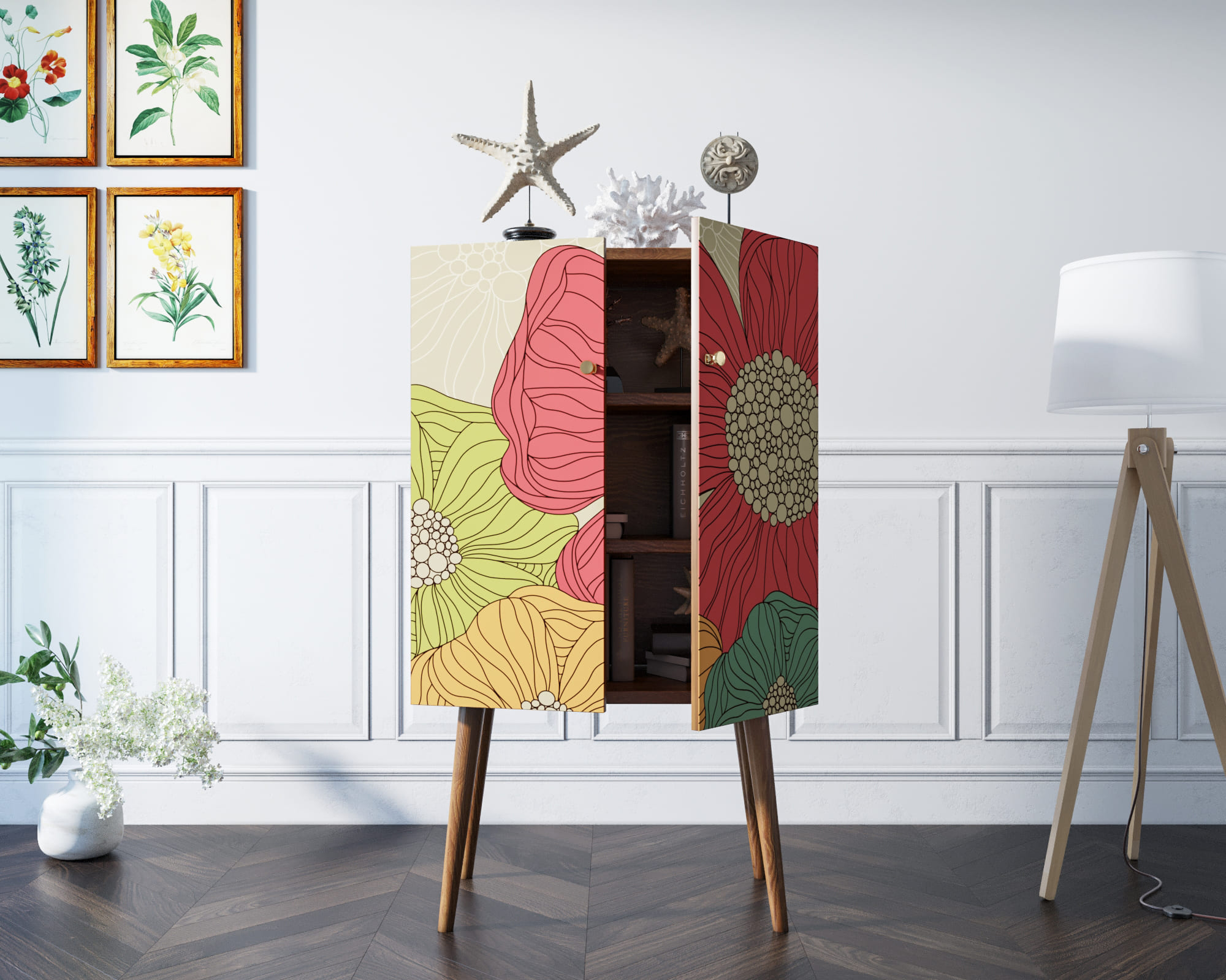 Комод на высоких ножках "Berber" 5 принт арт BB09/Print_05 в интернет-магазине