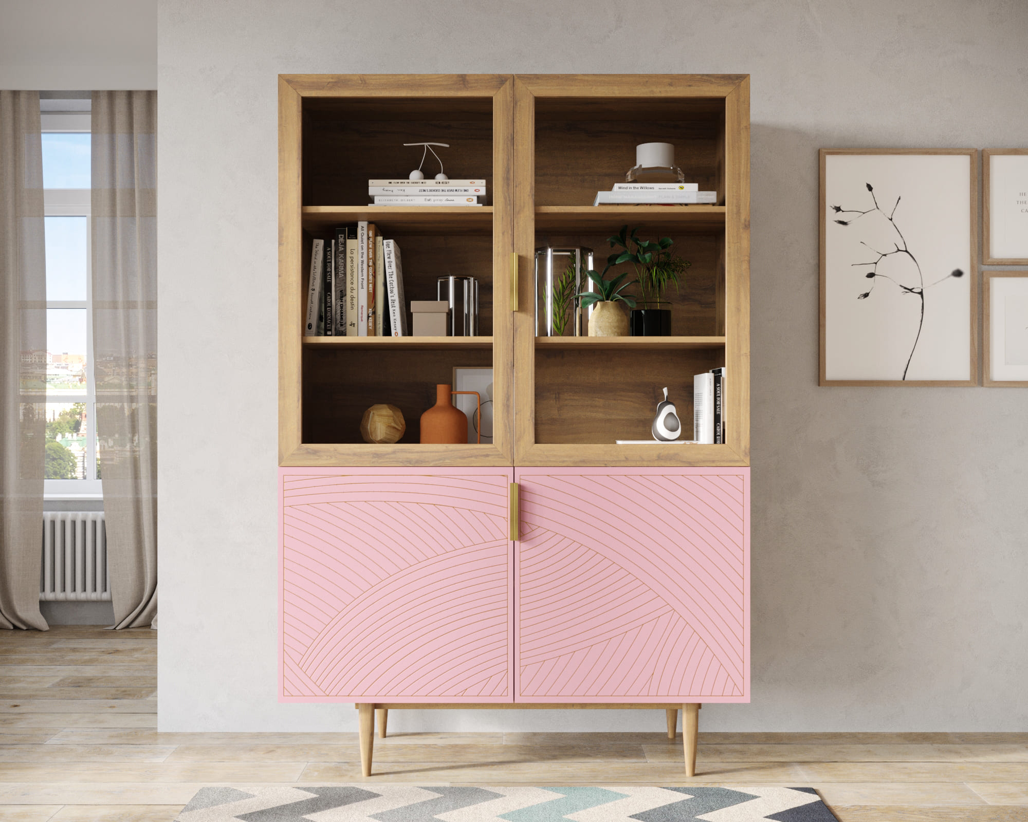 Буфет с двумя дверками "Line" LN11/GR1/pink в интернет-магазине в Москве Буфет с двумя дверками "Line" LN11/GR1/pink в интернет-магазине