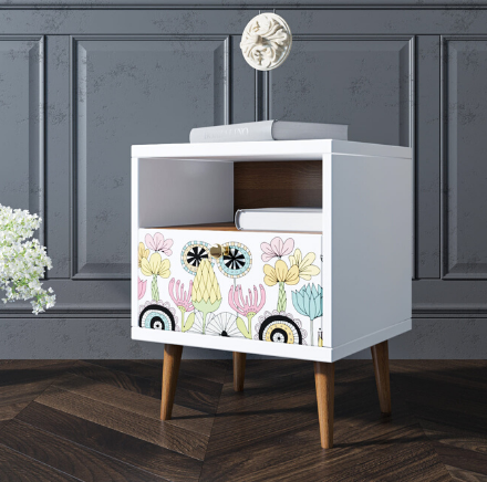 купить Тумбочка "Berber" с одним ящиком 3 принт арт BB06/Print_03, разноцветная