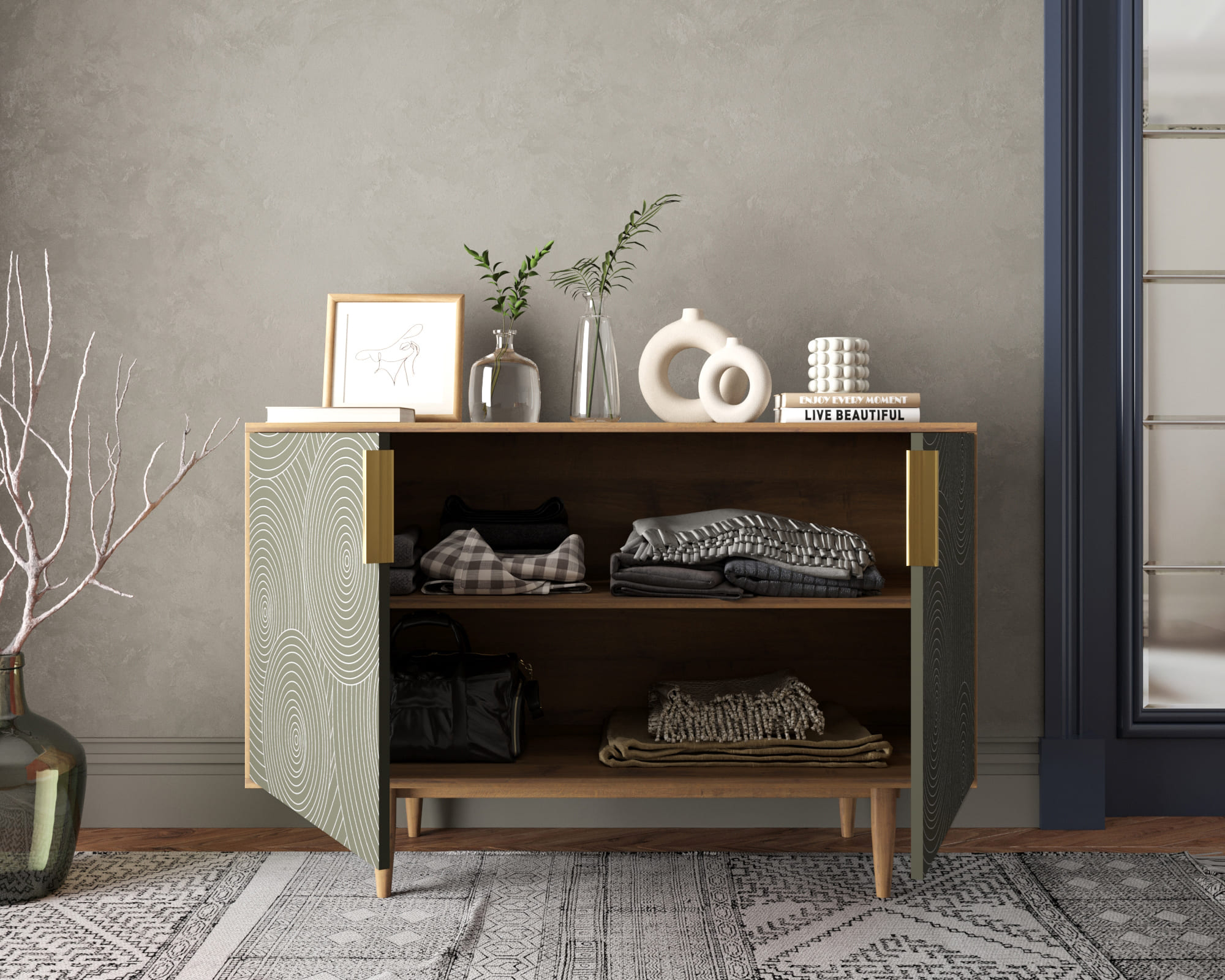 купить Комод с двумя дверками "Line" R18/browngrey в Москве купить Комод с двумя дверками "Line" R18/browngrey