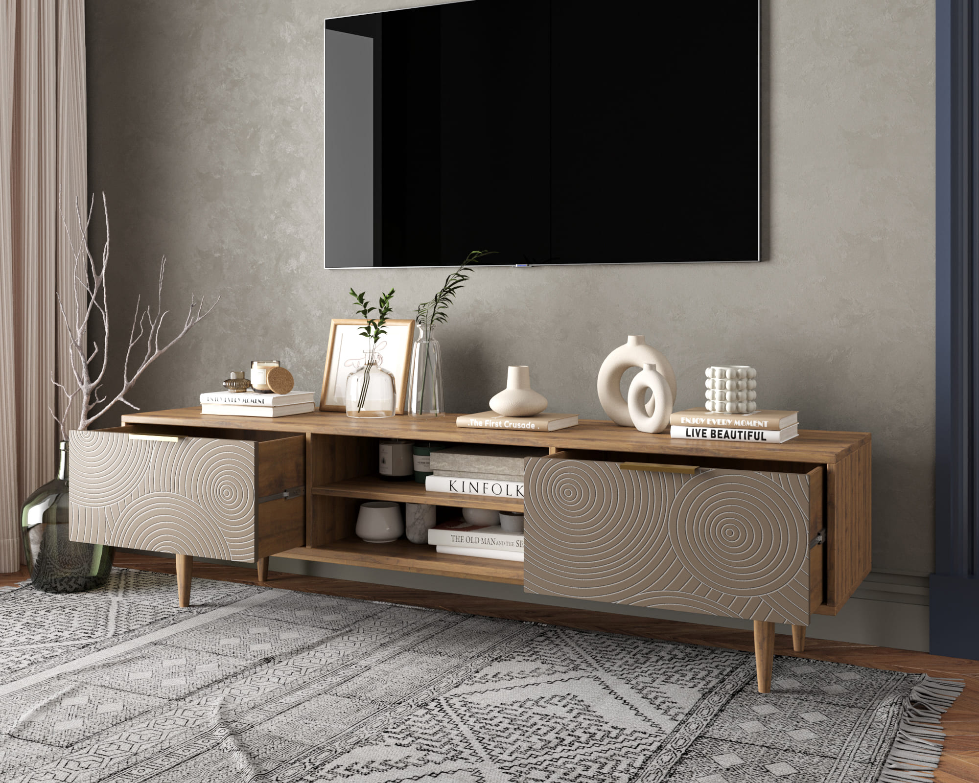 купить Комод "Line" с нишей низкий под TV R27/beige