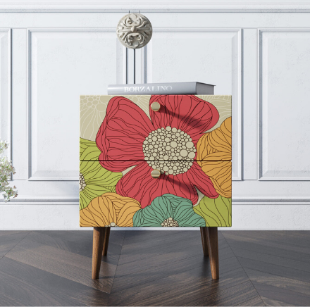 Тумбочка "Berber" с двумя ящиками 5 принт арт BB03/Print_05, разноцветная