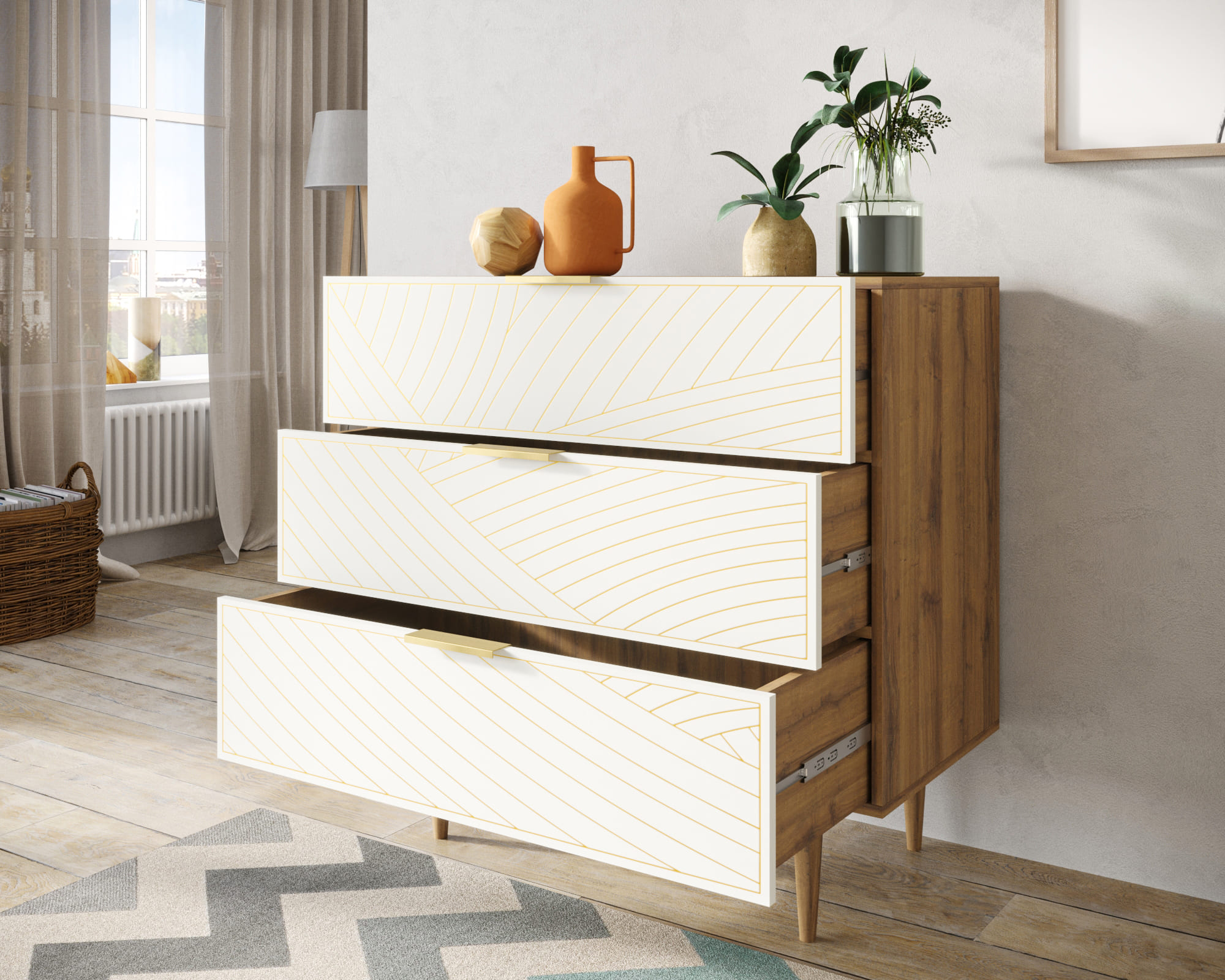 купить Комод с тремя ящиками "Line" LN12/GR1/beige