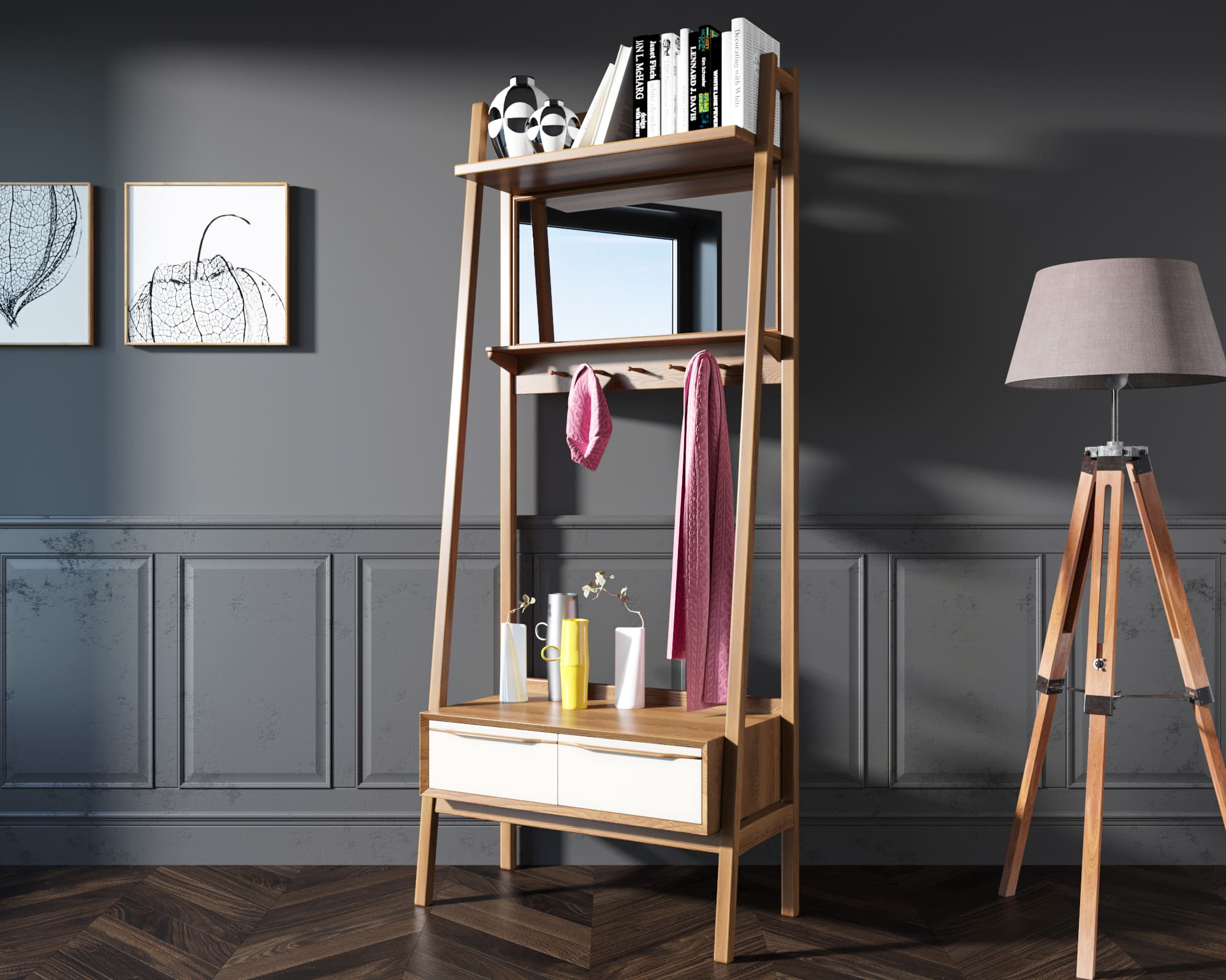 Прихожая из массива дерева "Bruni white" арт BR28WH в интернет-магазине в Москве Прихожая из массива дерева "Bruni white" арт BR28WH в интернет-магазине