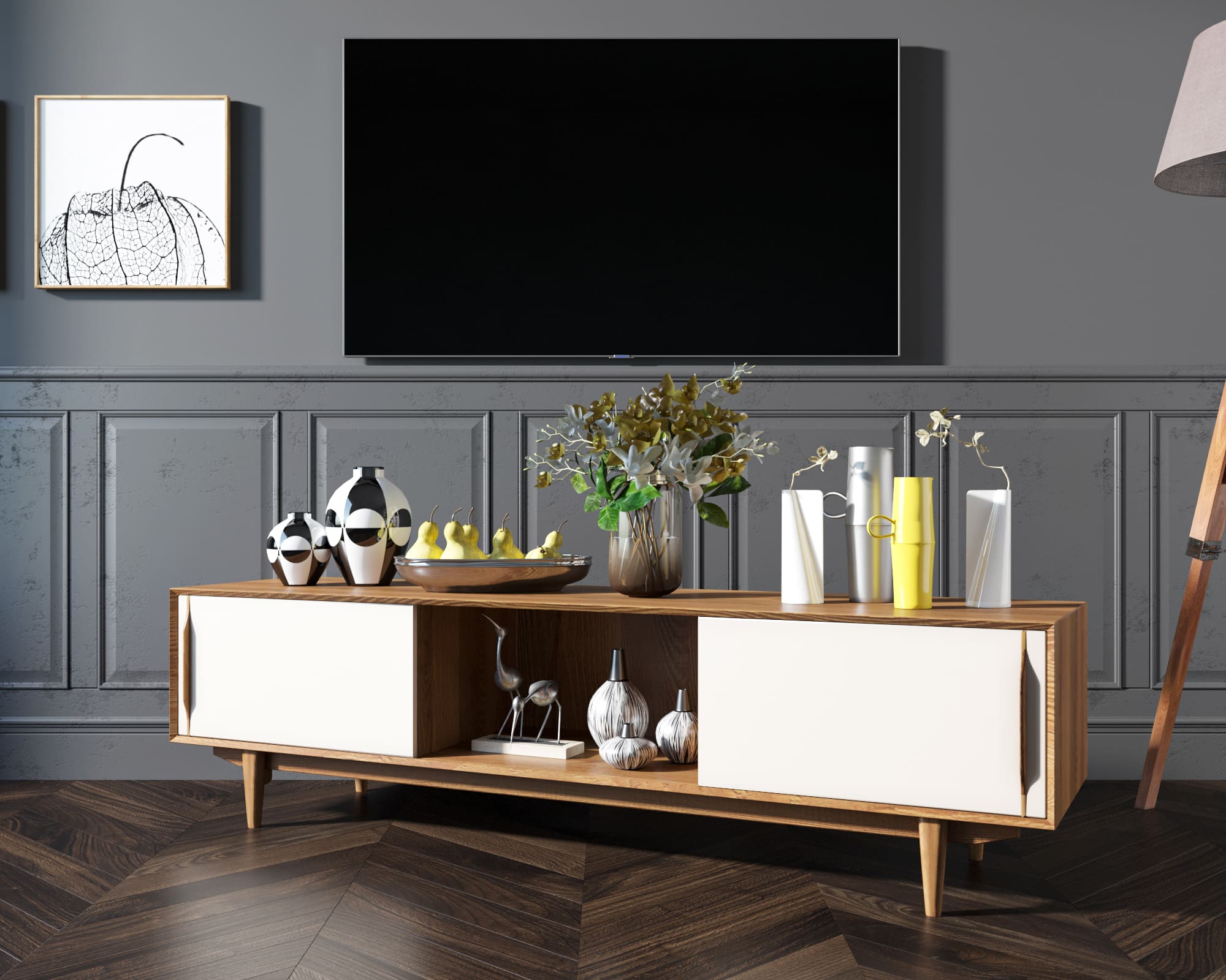 Консоль в Скандинавском стиле под TV "Bruni white" арт BR-22WH в интернет-магазине