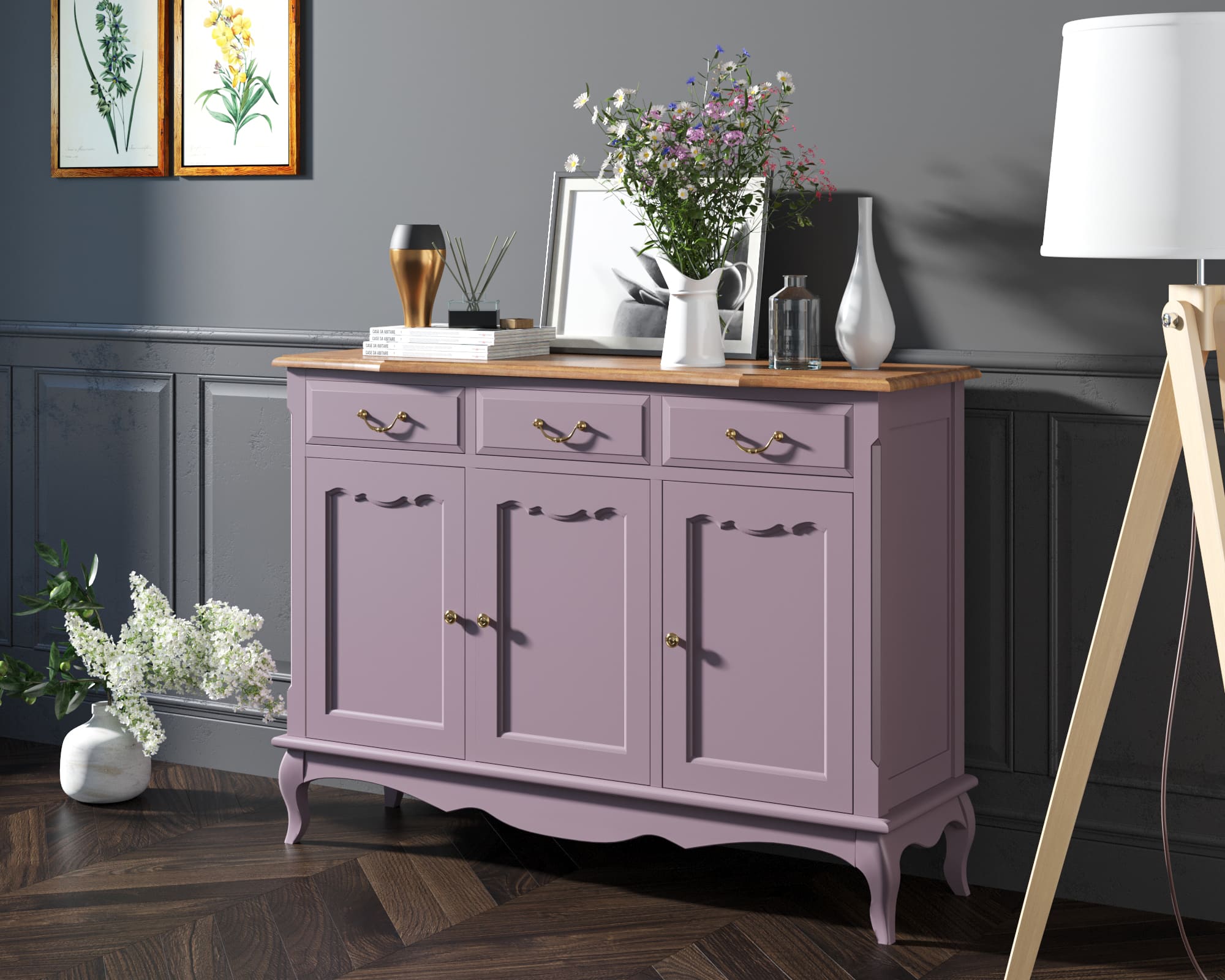 заказать Комод "Leontina Lavanda" (3 ящика и 3 двери) арт ST9344L