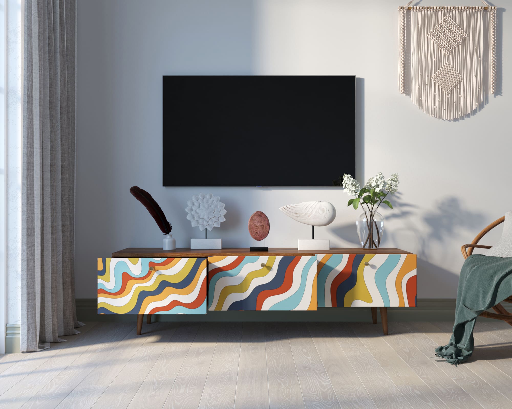 Комод "Berber" с ящиками низкий под TV 21 принт арт BB19/Print_21 в интернет-магазине в Москве Комод "Berber" с ящиками низкий под TV 21 принт арт BB19/Print_21 в интернет-магазине