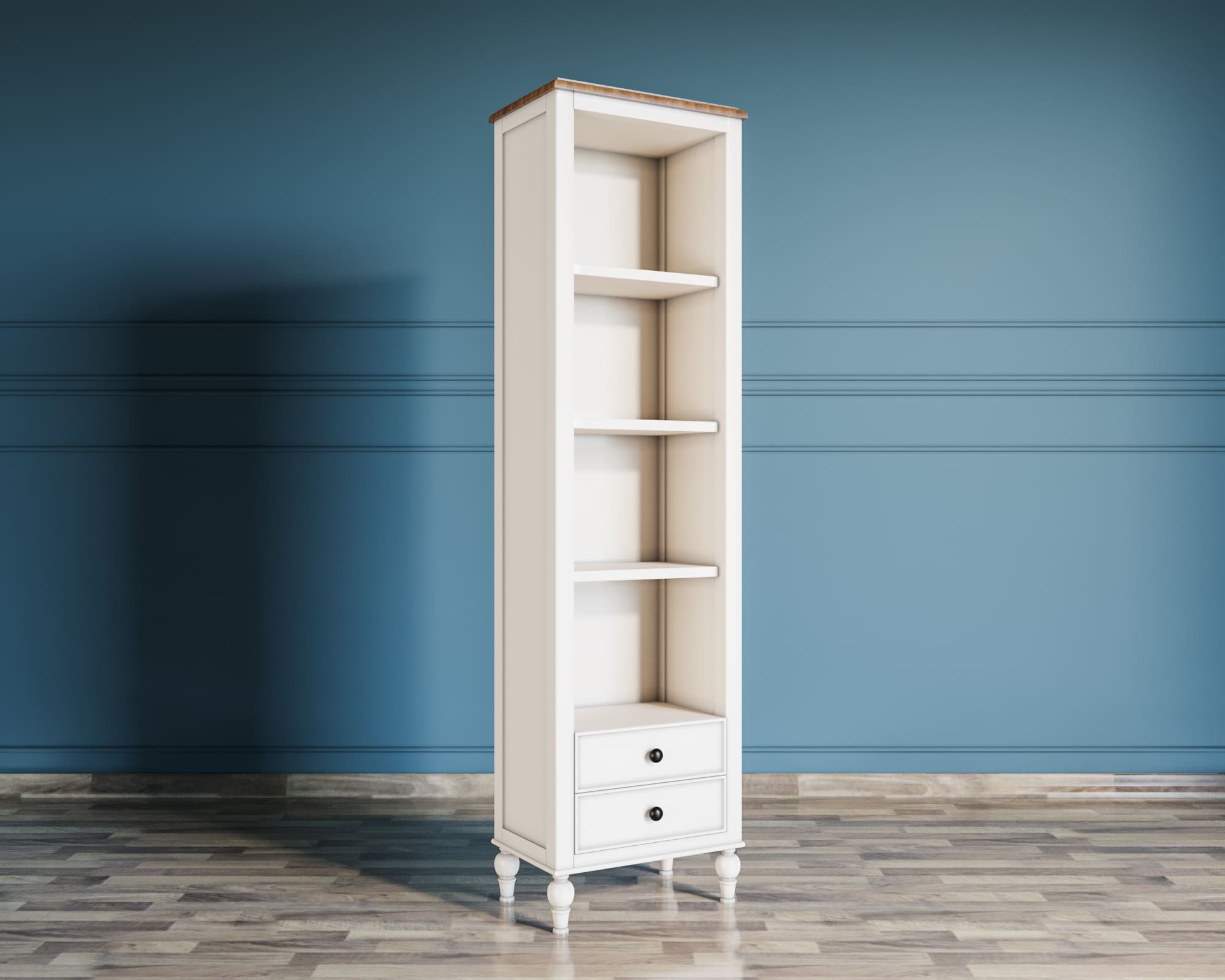 заказать Узкий стеллаж "Odri" с ящиками в стиле Прованс арт od2130L в Москве заказать Узкий стеллаж "Odri" с ящиками в стиле Прованс арт od2130L