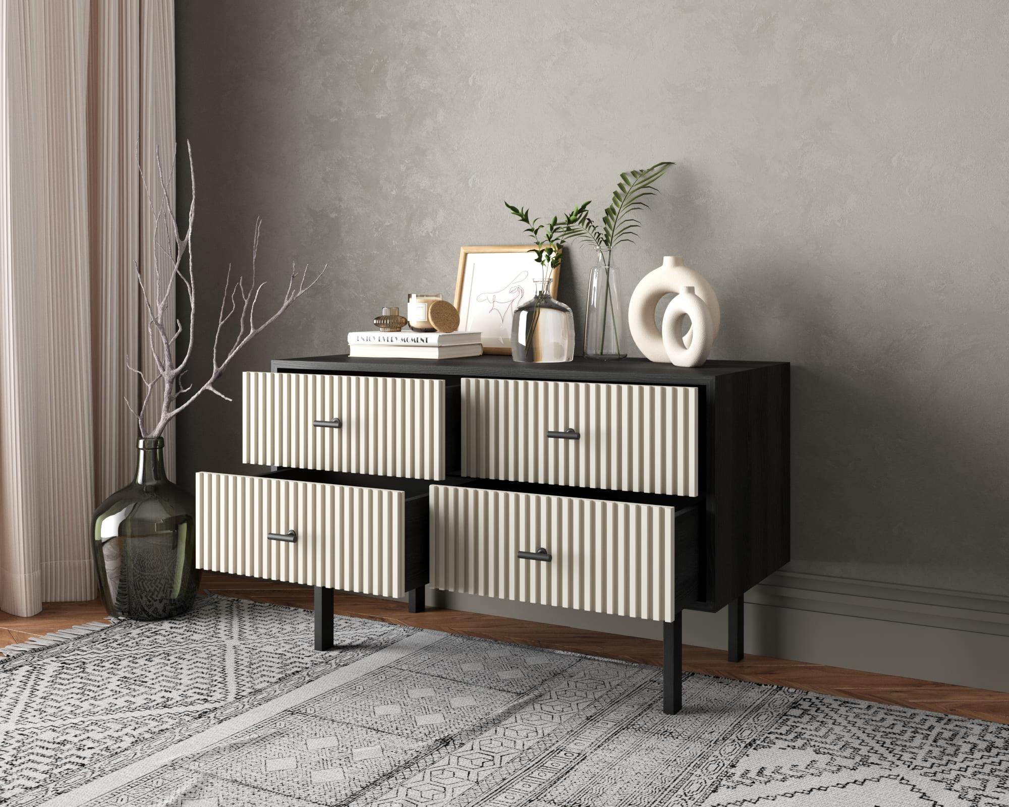 купить Комод с четырьмя ящиками "Emerson" арт EM05/milky/L