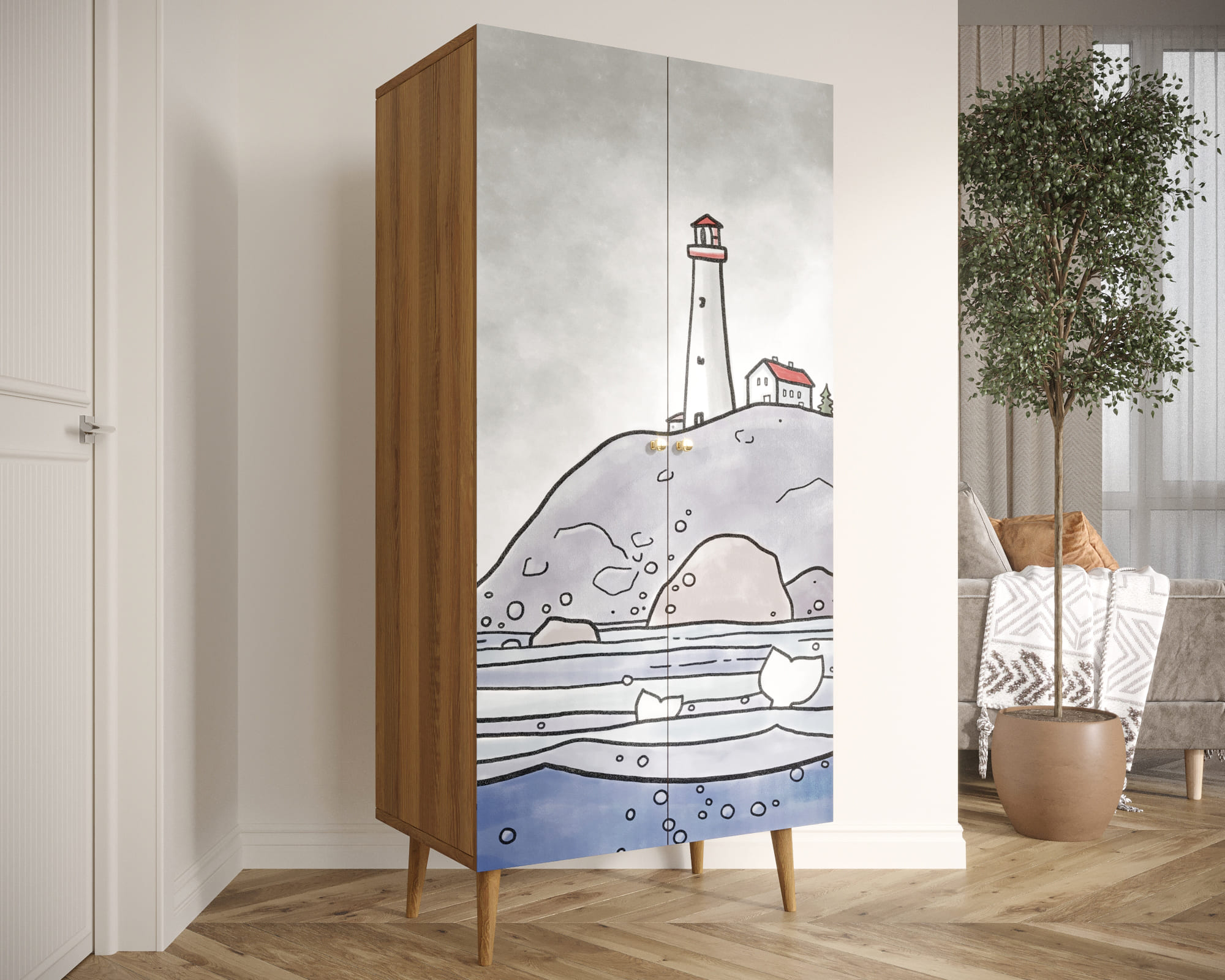 заказать Шкаф малый двухстворчатый "Berber" принт 51 арт BB08/Print_51