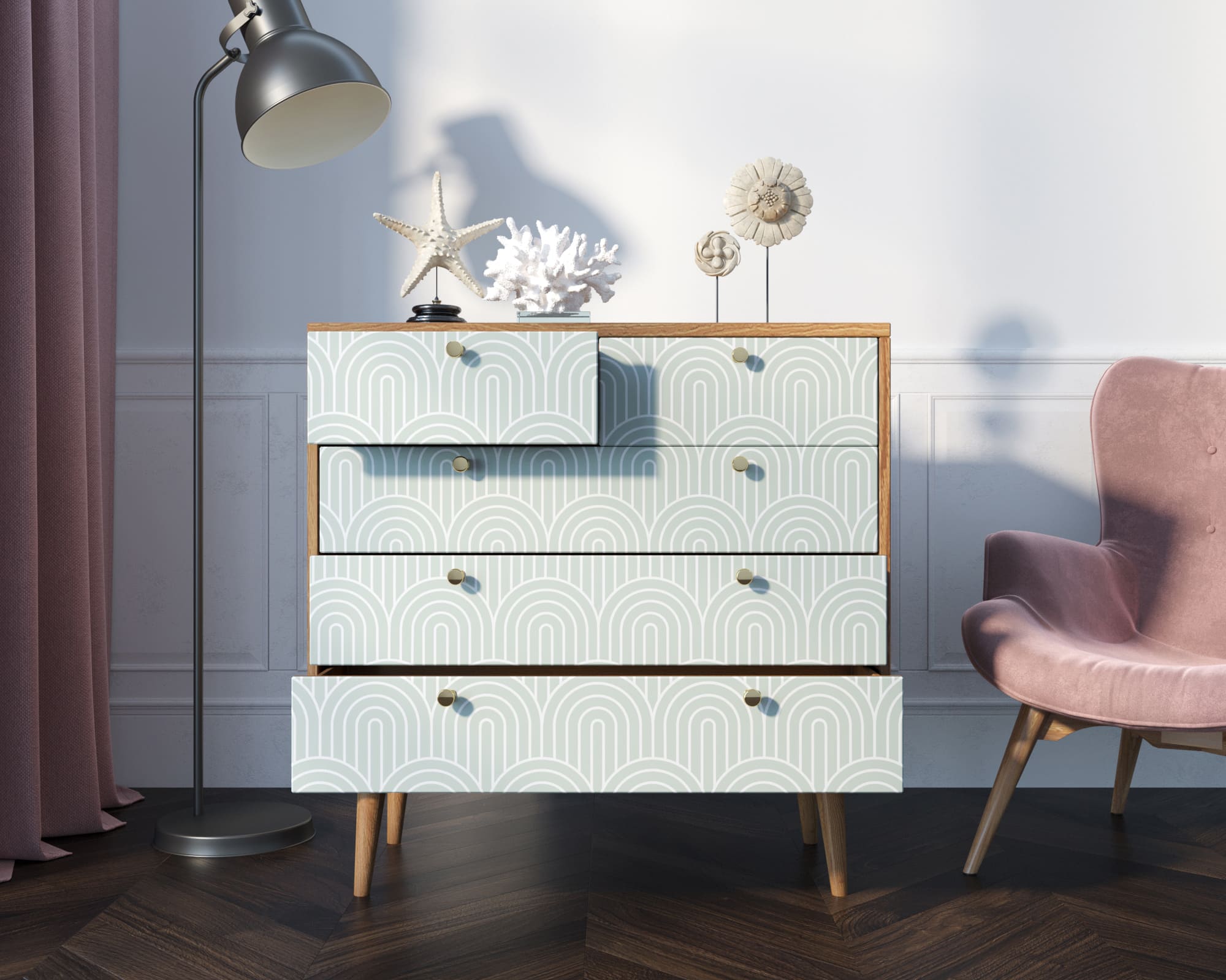 купить Комод "Berber" пять ящиков 34 принт арт BB36/Print_34