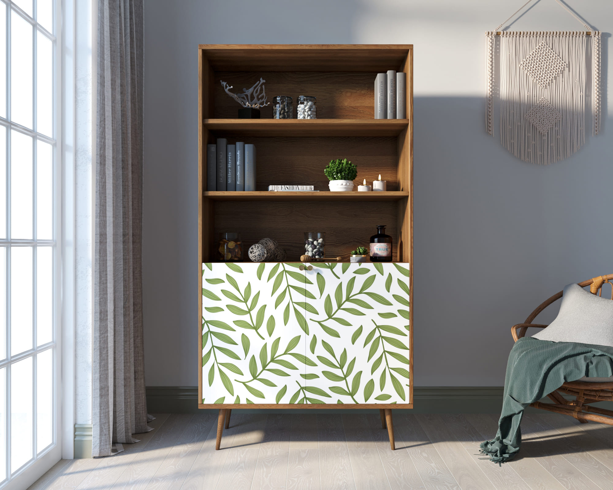 Стеллаж с дверками "Berber" принт 28 арт BB26/Print_28 в интернет-магазине