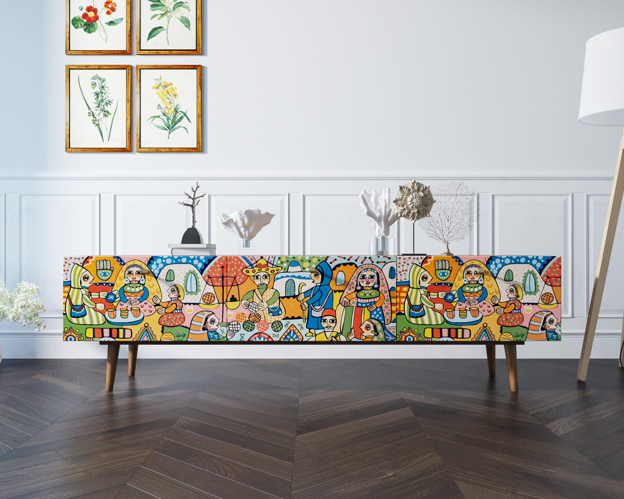 фото Комод "Berber" с ящиками низкий под TV принт 1 арт BB19/Print_01