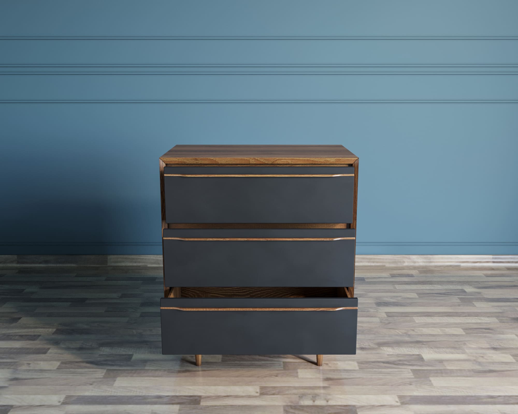 заказать Комод "Bruni Black" на три ящика арт BR07Black