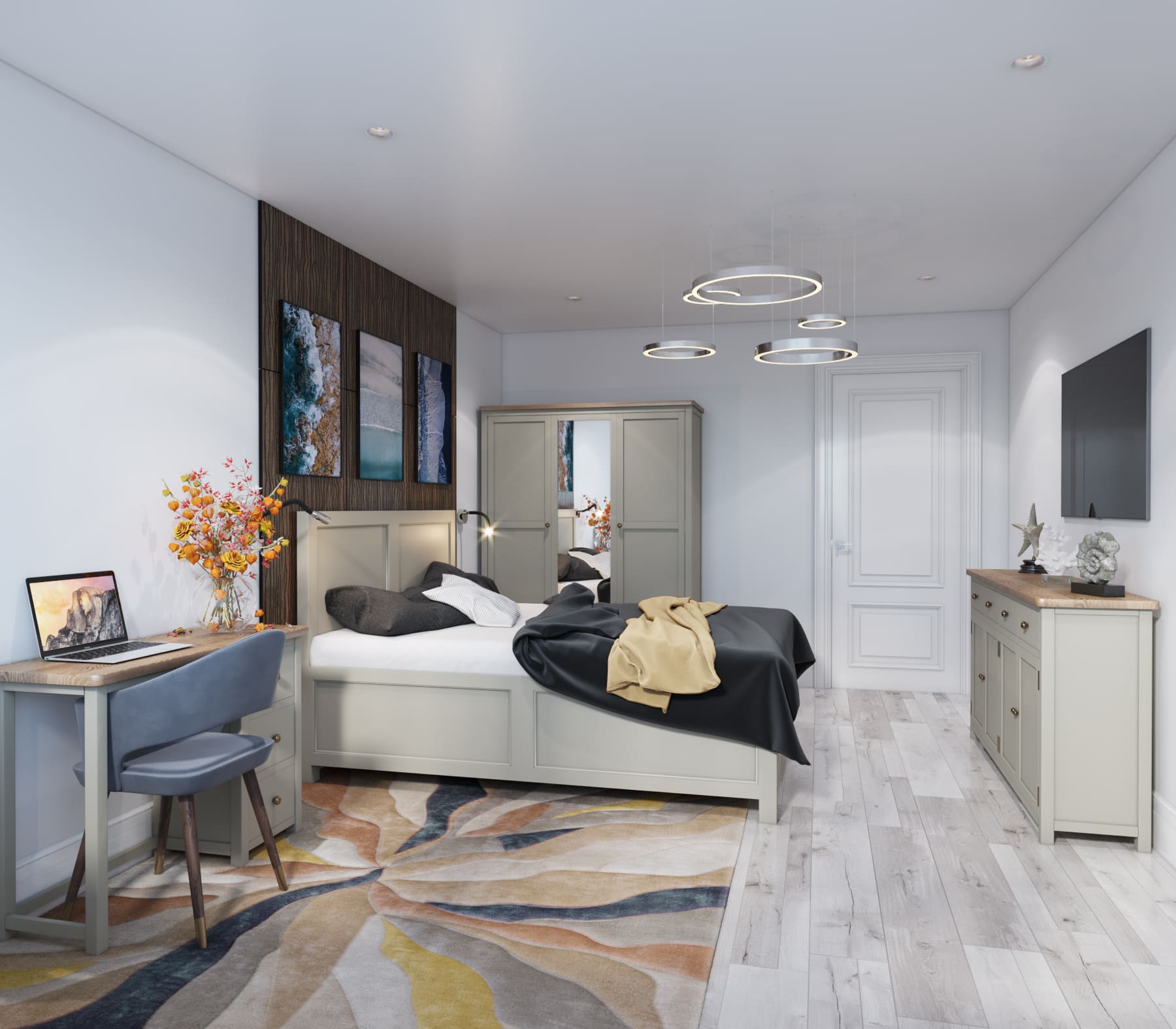 Спальня "Jules Verne" в сером цвете арт JV300