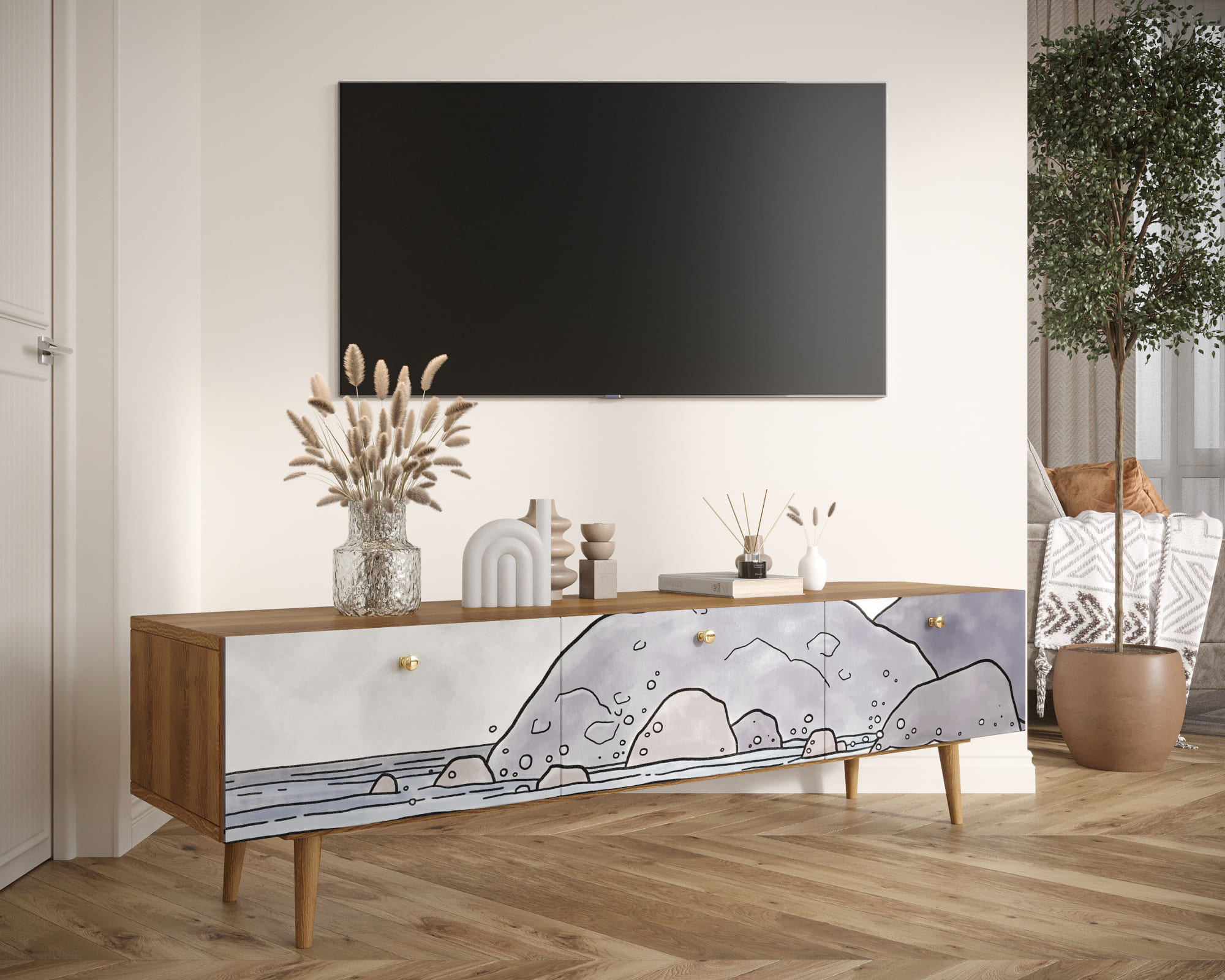 заказать Комод "Berber" с ящиками низкий под TV арт BB19/Print_51 в Москве заказать Комод "Berber" с ящиками низкий под TV арт BB19/Print_51