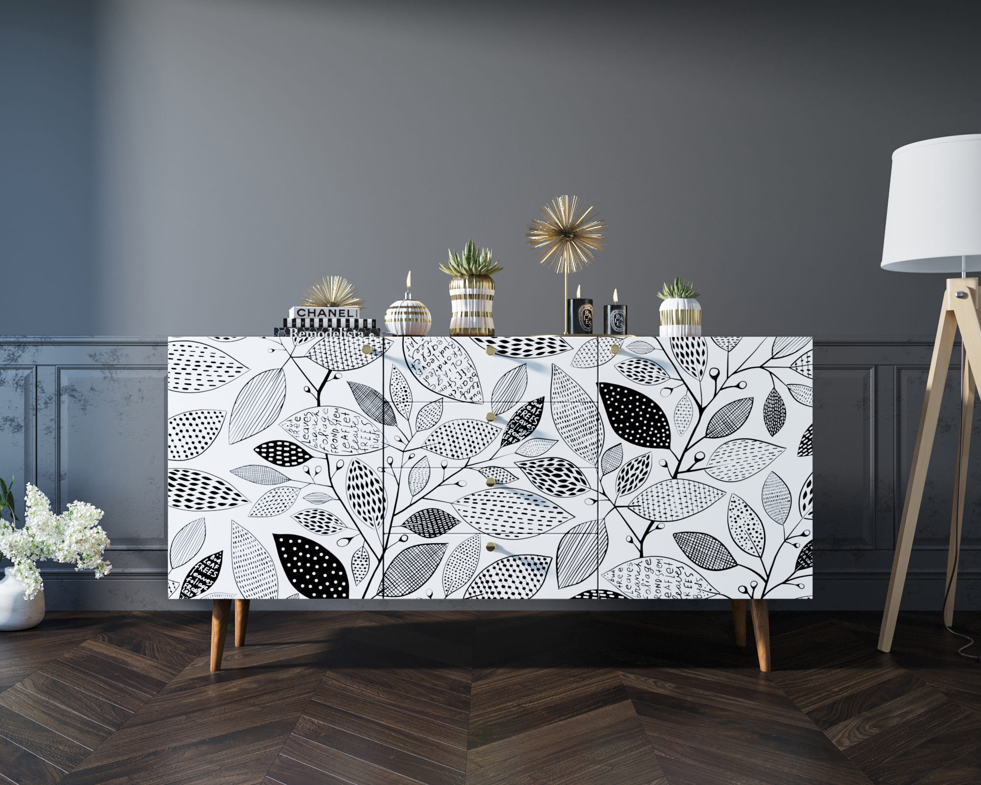 Комод "Berber" с ящиками 9 принт арт BB14/Print_09 в интерьере