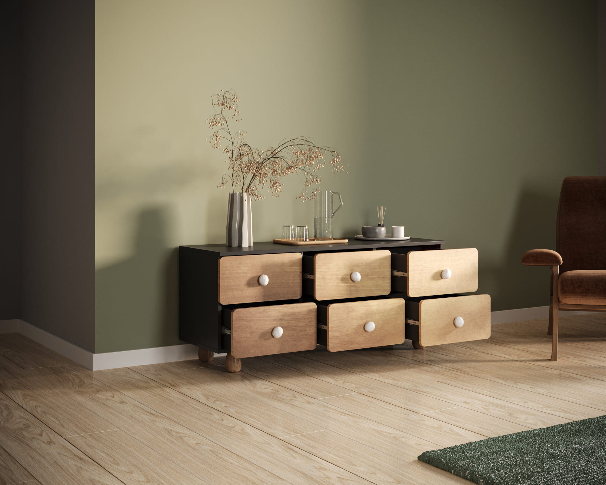 купить Комод низкий с шестью ящиками "Split" SP17