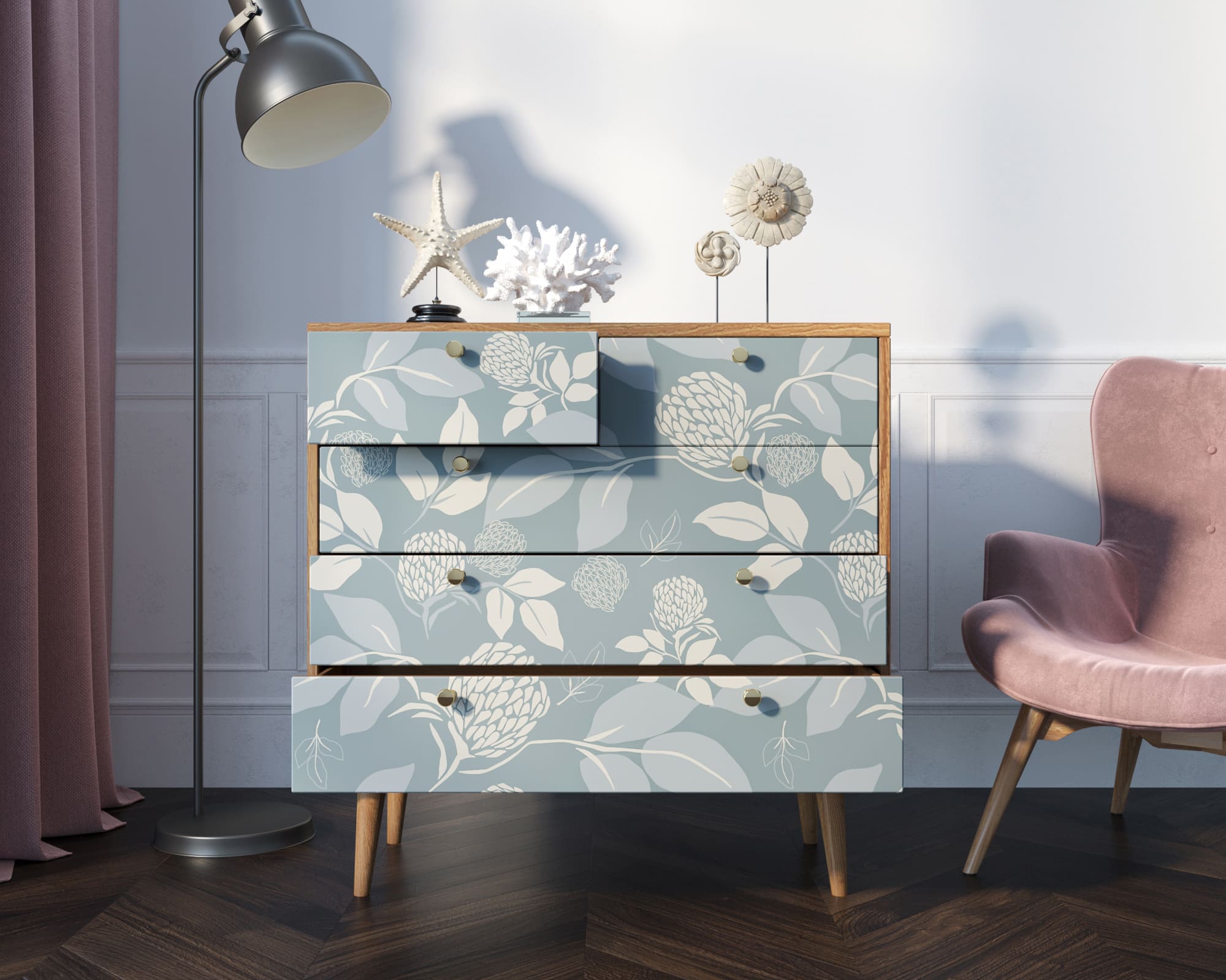 купить Комод "Berber" пять ящиков 39 принт арт BB36/Print_39