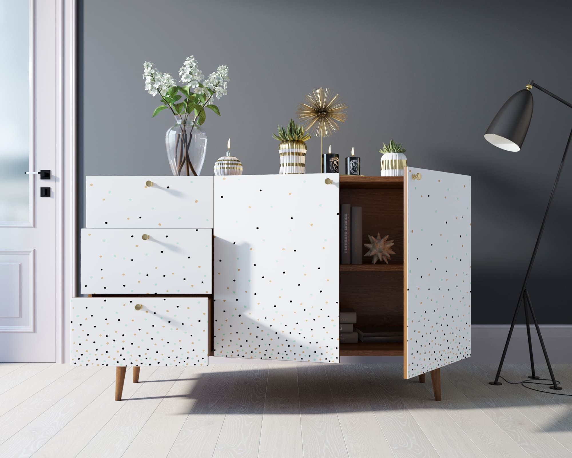 Комод "Berber" с двумя дверками и ящиками принт 15 арт BB17/Print_15 в интернет-магазине